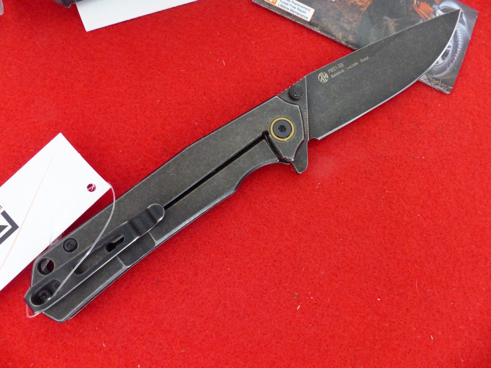 RUIKE P801 Frame Lock Knife Stainless Steel (3.5″ Black Stonewash) P801-SB NEW