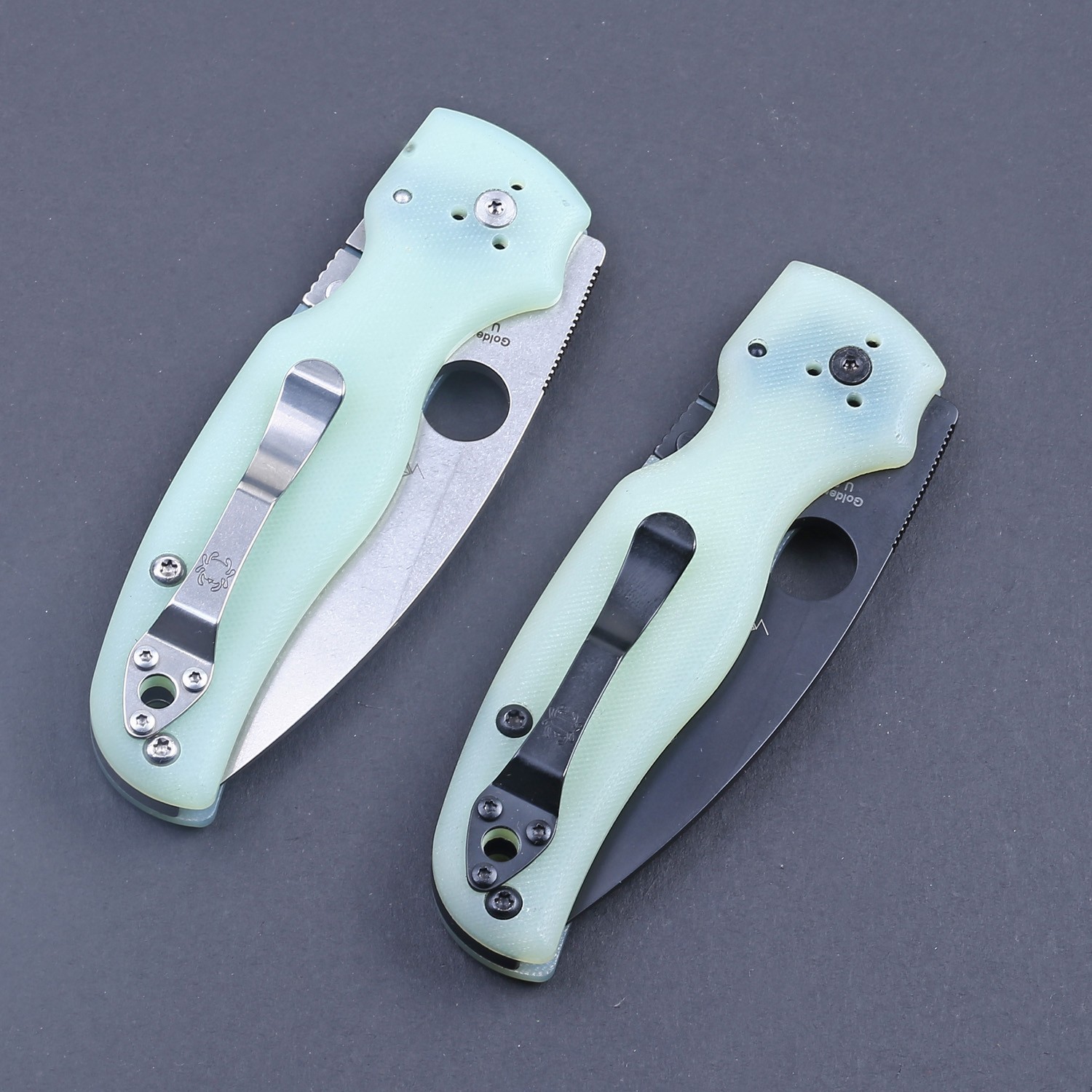 Tactical Pocket Folding Knife Clip Jade G10 Handle Silver color Plain Blade New
