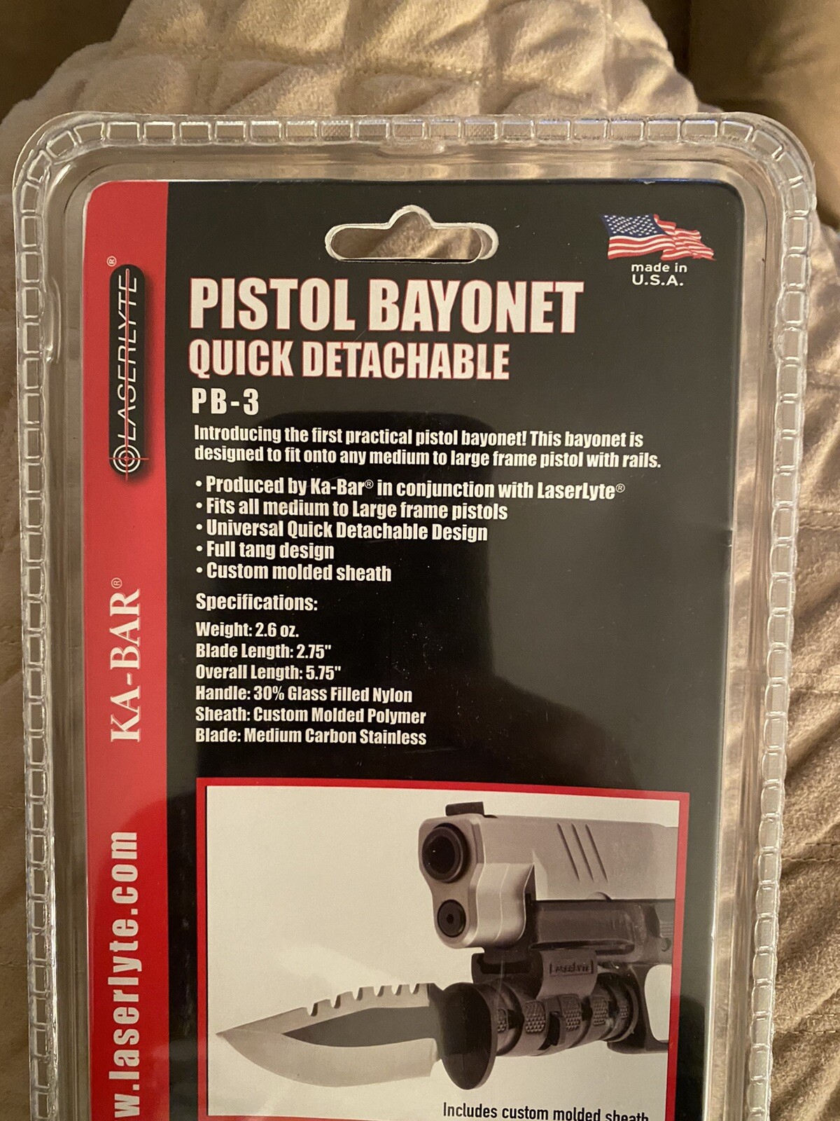 laserlyte Kabar,KaBar,Ka-Bar bayonet Glock Pistol knife (discontinued)SEE PICS!