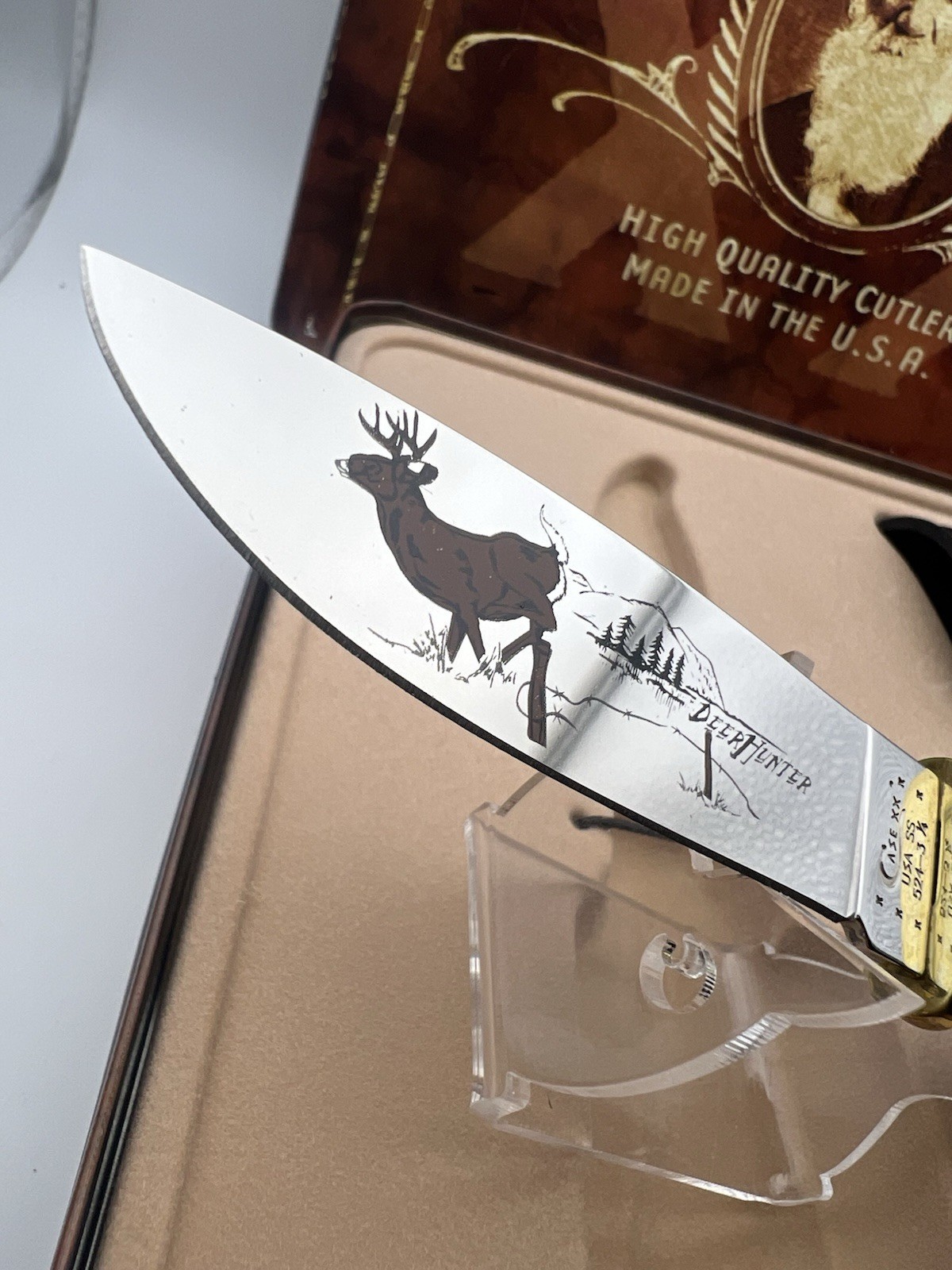 Case XX Deer Hunter 524-3 1/4 Blade Knife, Stainless Clip, Stag, Sheath 2014 🦌