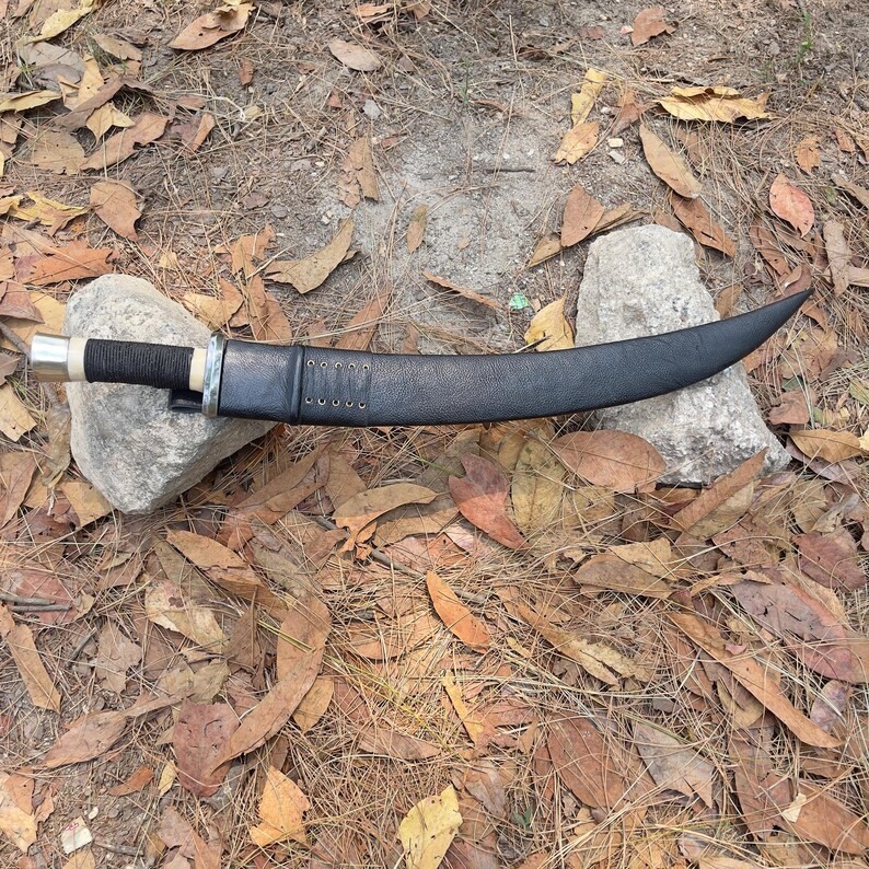 Unique Bone Handle Viking Knife | Handmade Carbon Steel Blade Camping 25 inches