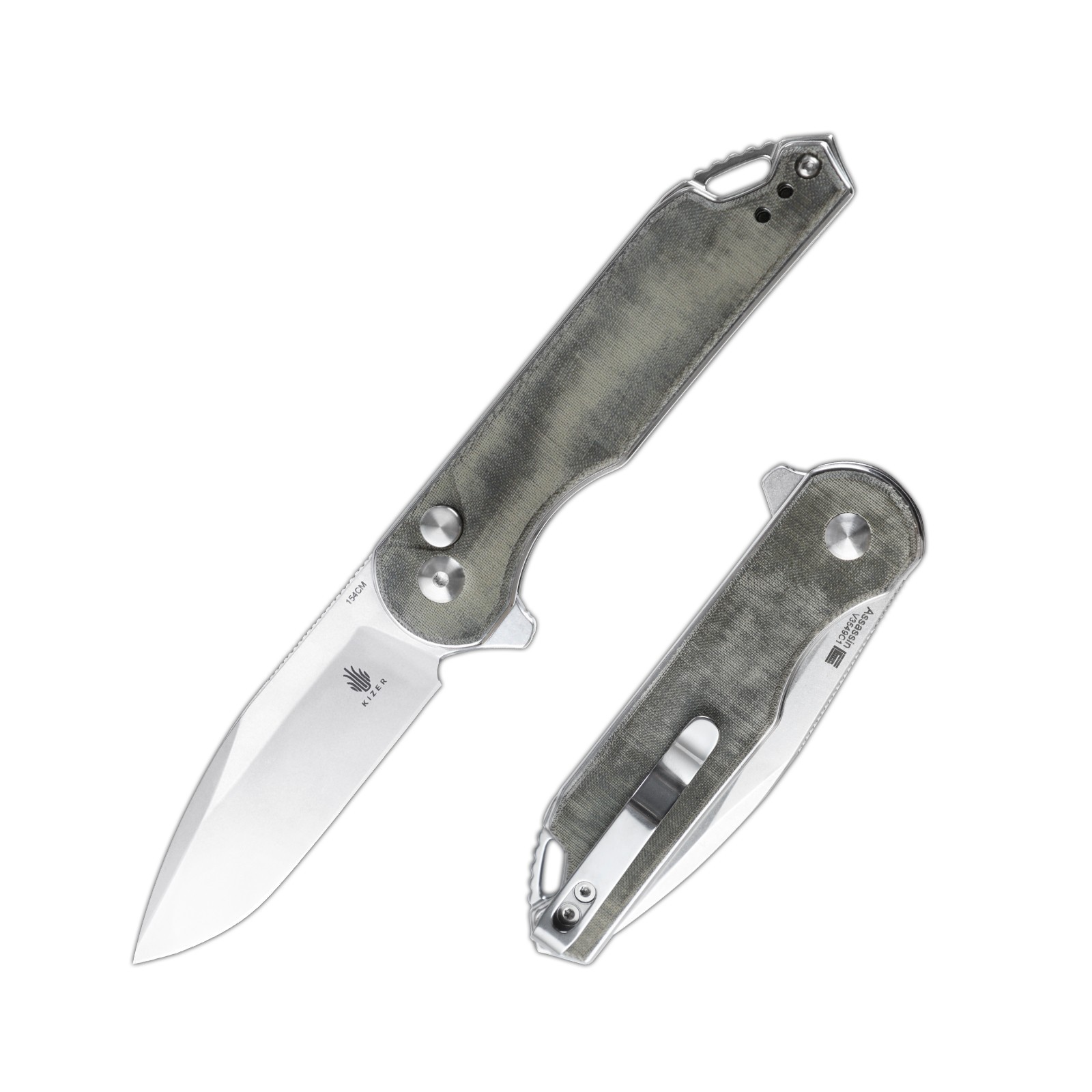 Kizer Assassin EDC Folding Pocket Knife 154CM Blade Micarta Handle V3549C1