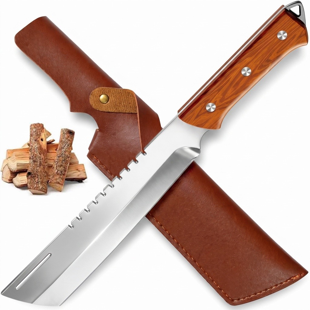 Heavy Duty Machete 14″ Outdoor Knife + Sheath Forged Full Tang Fixed Blade Knife
