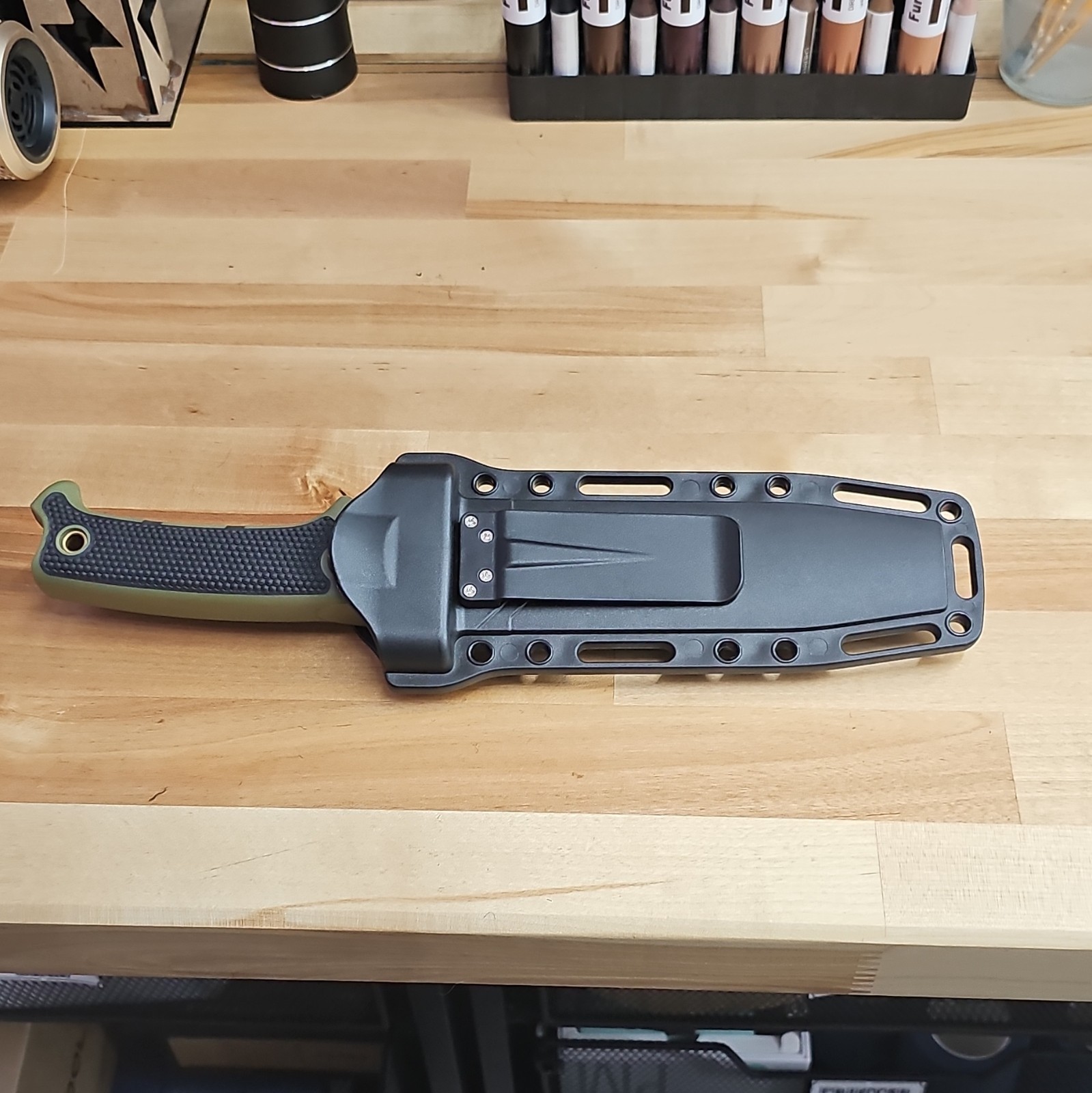 Survival Fixed Blade Knife Over 5in Stainless Clip Point Full Tang, Sheath