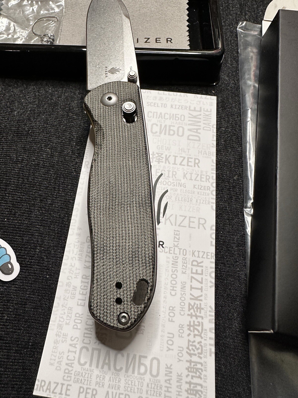 Kizer Drop Bear EDC Knife Black Micarta Handle 154CM Steel Pocket Knife V3619C3