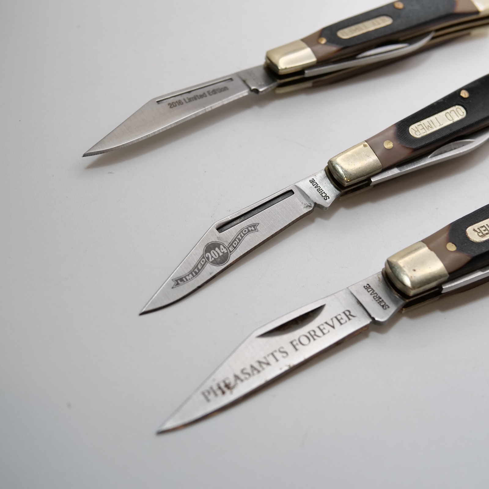 Lot of 3 Schrade Uncle Henry Modern Made Folding Knives Branded 12OT and 33OT