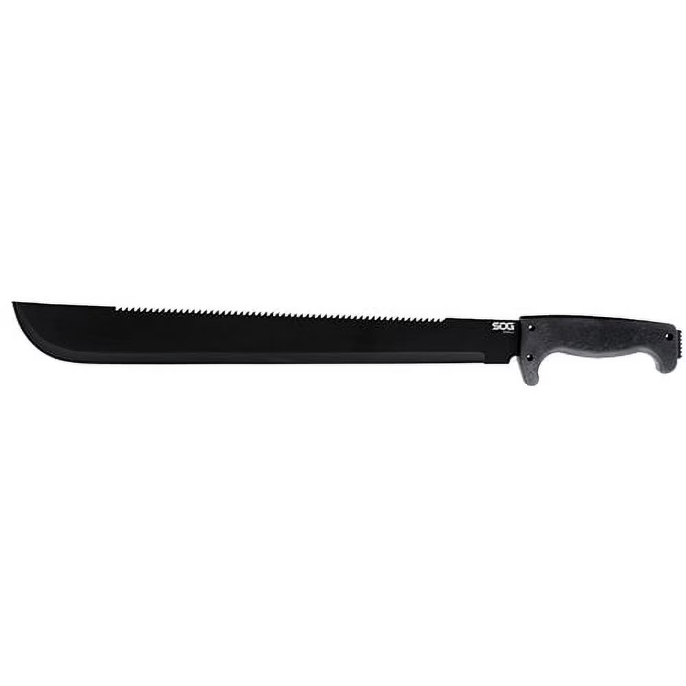 Fixed Blade Machete 18 Inch High Carbon Stainless Rubber Grip Saw Back
