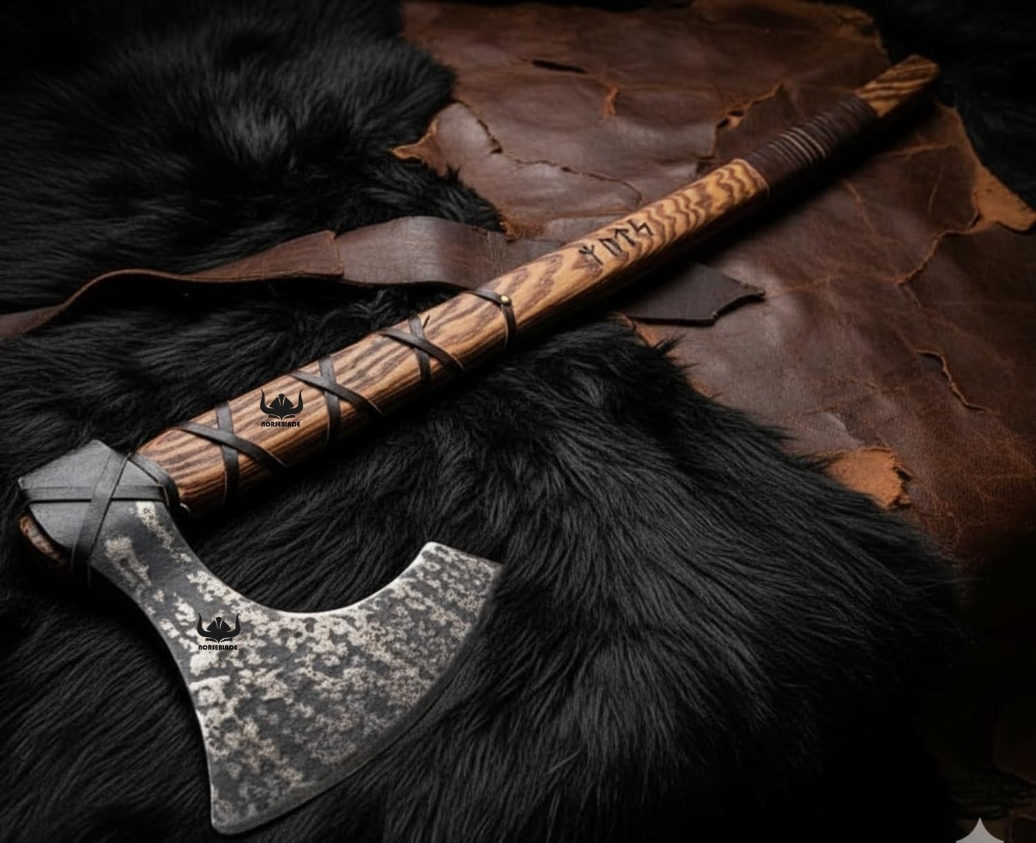 Two handed large Berserker Axe, Large Norse Axe, Double Head Axe With Sheath