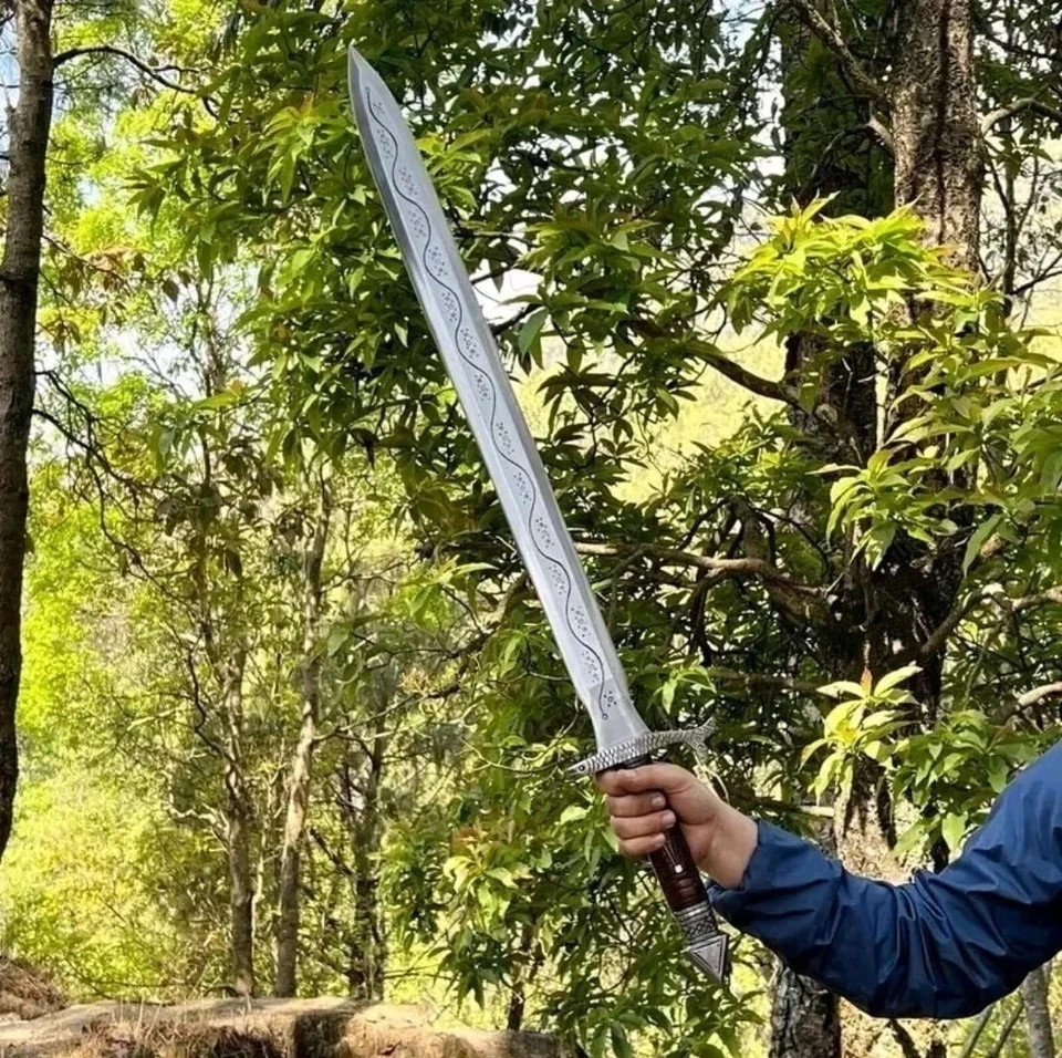 34″ Long Medieval Viking Sword | Handmade Carbon Steel Blade | Hunting | Camping