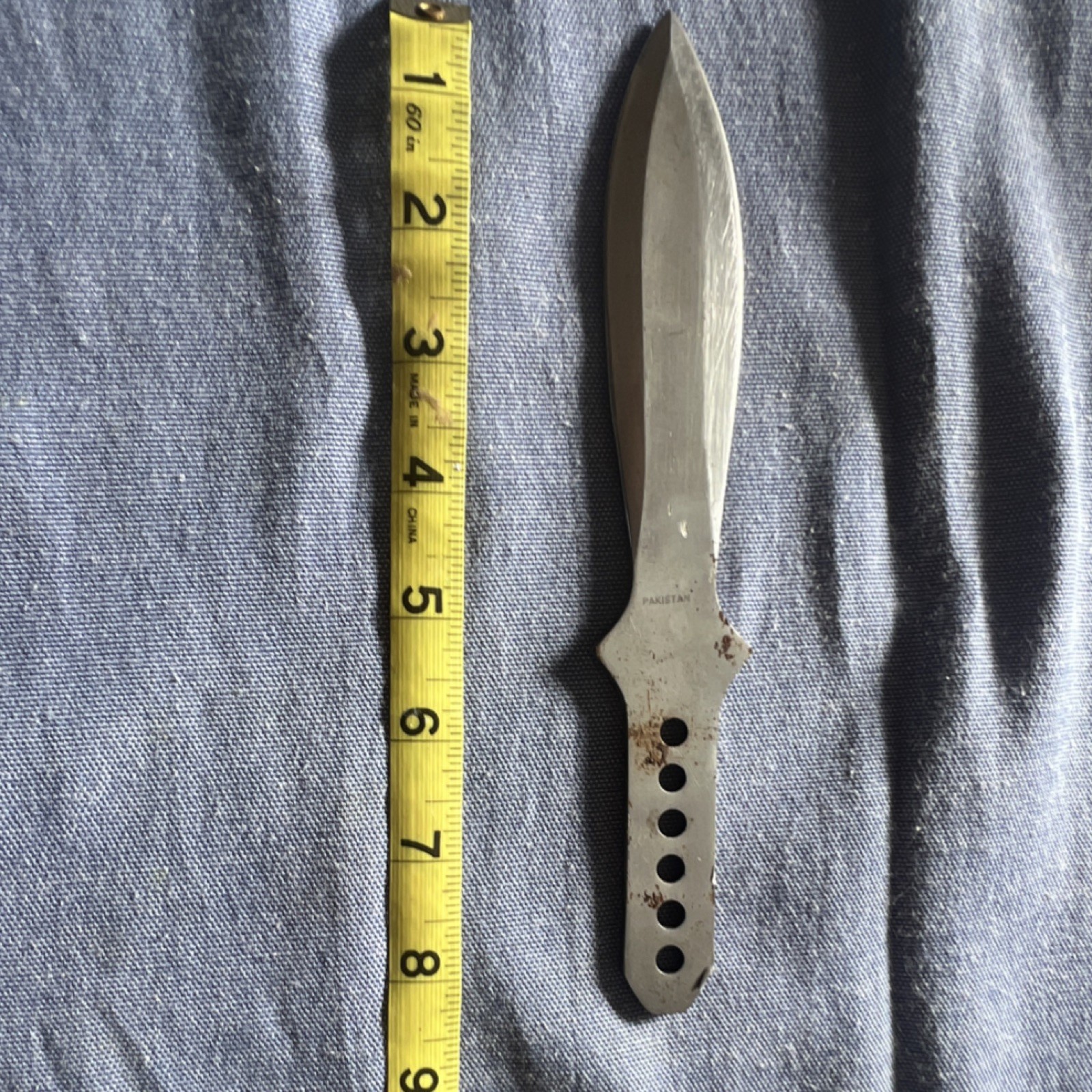 Stainless Steel Throwing Knife Spear Point Over 5in Colored Blade Silver