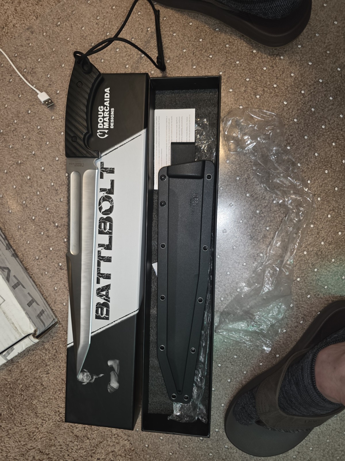 Doug Marcaida Designs Battlebolt Tanto 4.1-5in Steel Full Tang w/ Sheath