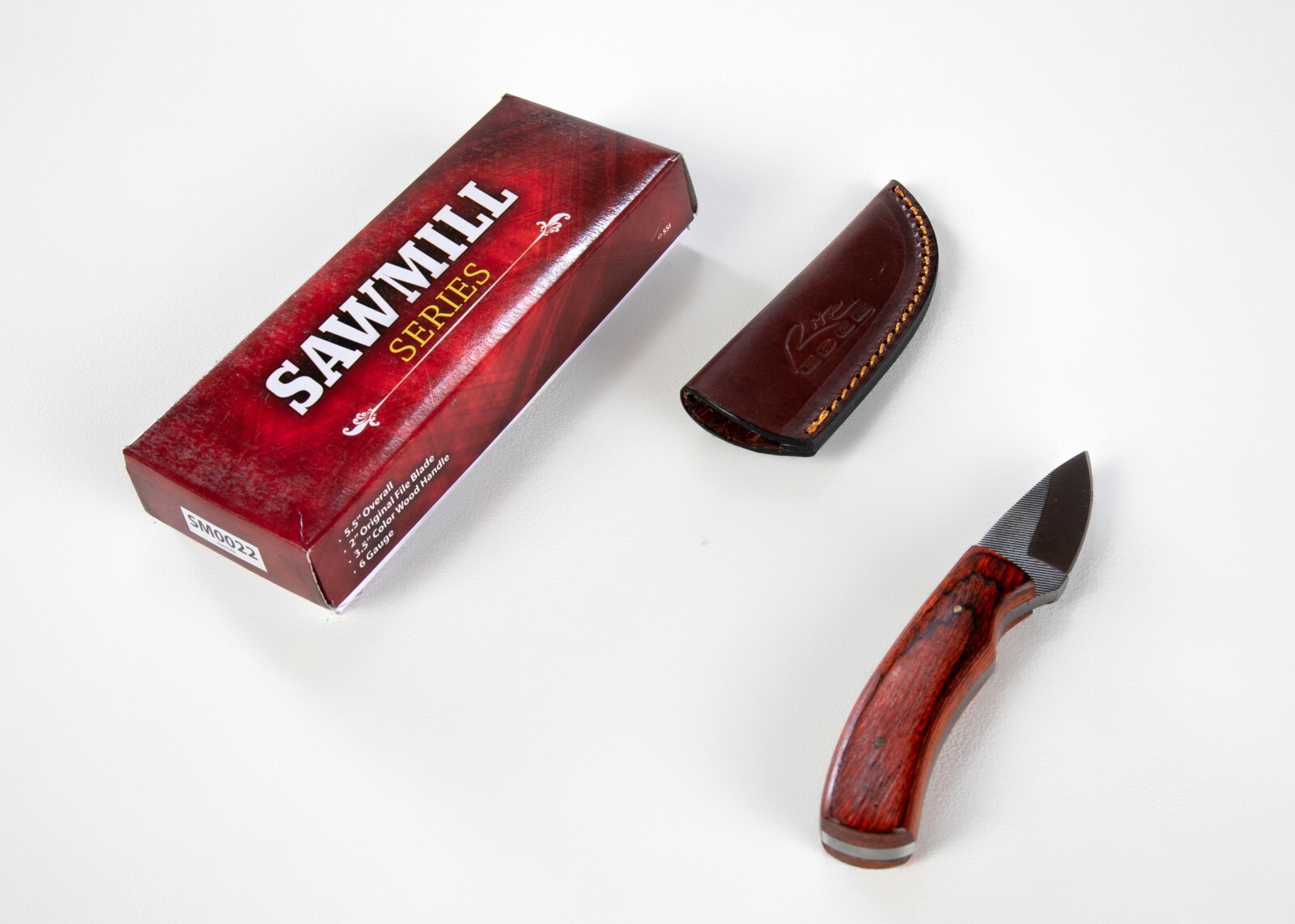 Sawmill Compact 5.5″ Skinner, Hardwood Handle, Leather Sheath – Rugged, Sharp!