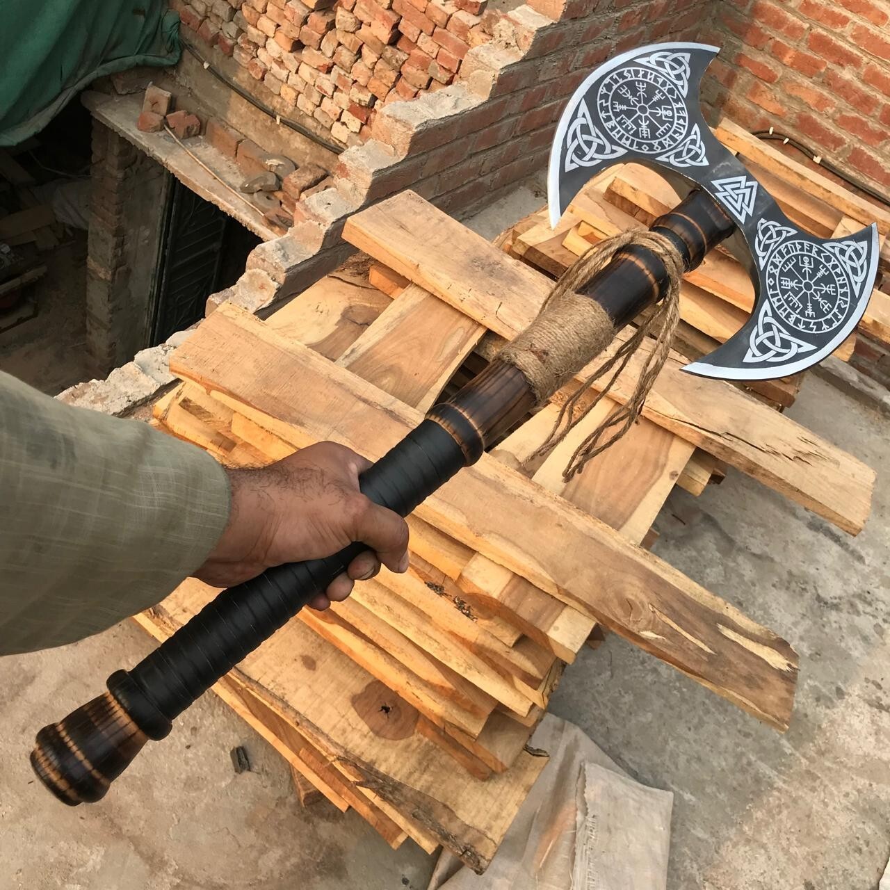 Handmade Double Headed Axe, Carbon Steel Axe, Medieval Warrior, Viking Axe