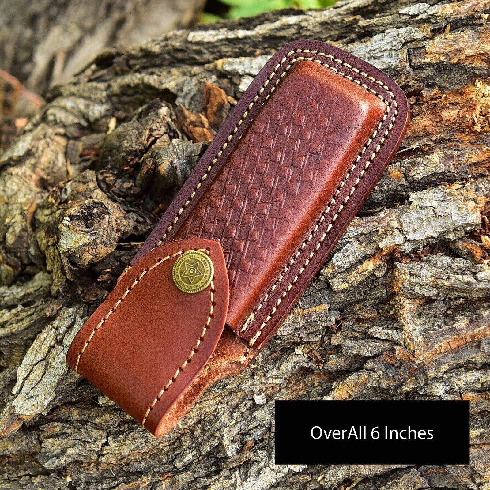 Handmade Pocket Folding Knife Sheath 5.5″ Leather Belt Holster Cover Camping