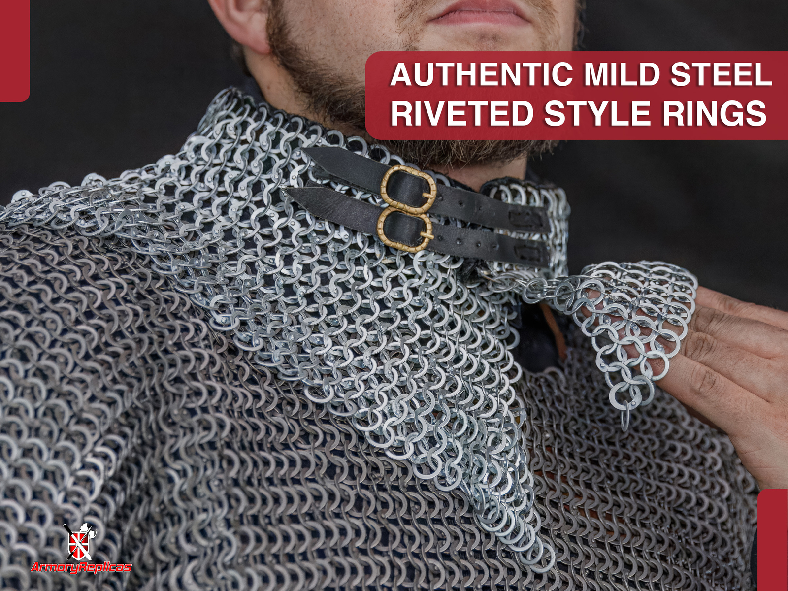 Stainless Steel Aventail Chainmail Collar 9 mm Riveted Medieval Armor LARP SCA