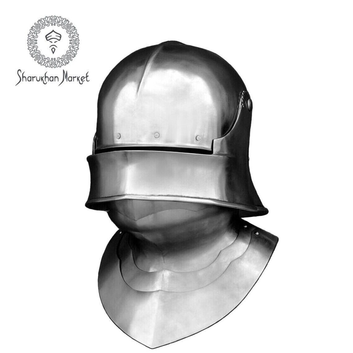 German Sallet Bevor Helmet Medieval Gothic Sca 15 Century Larp Knight Armor