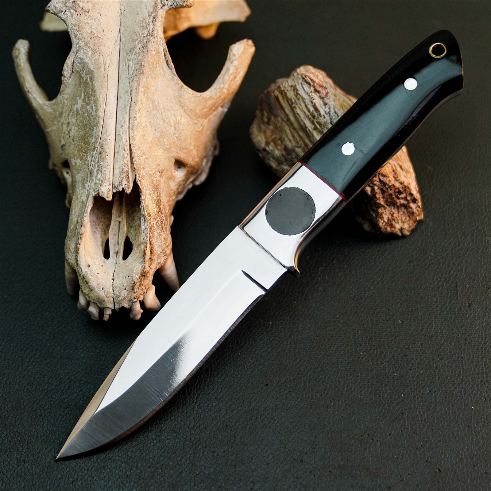 8.7″ Hunting EDC Stainless Knife Handmade Full Tang Resin Handle + Sheath