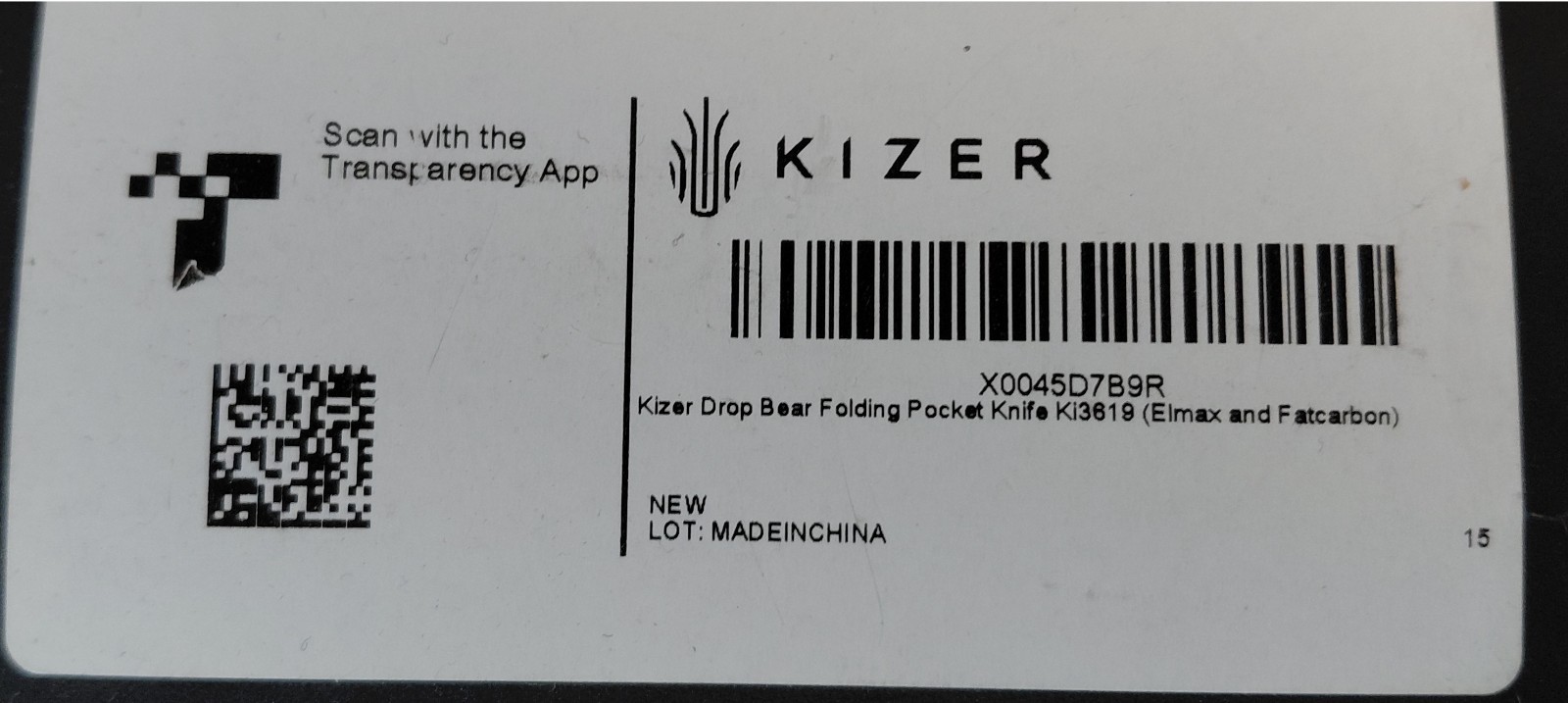 Kizer Drop Bear Ki3619A2 Elmax Arctic Storm FatCarbon Clutch Lock Knife NEW NIB