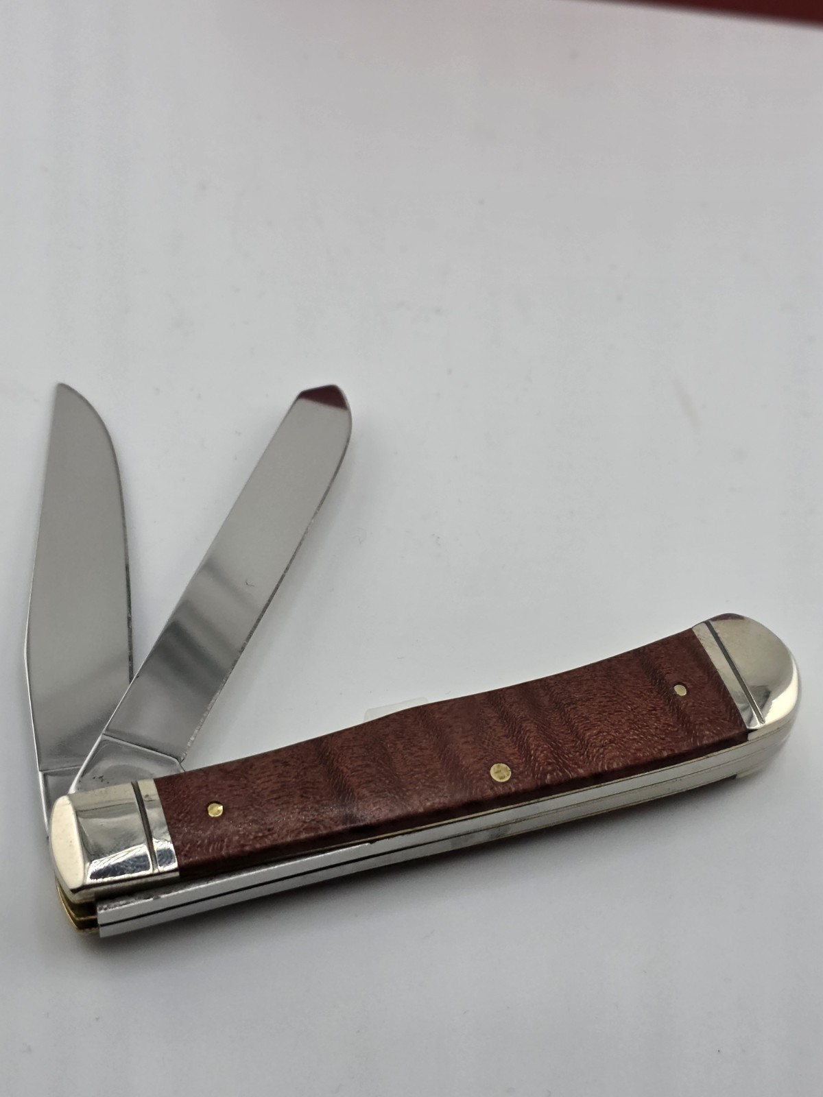 Case XX #10849 Brown Curly Maple Wood Smooth Trapper 7254 SS Cigar Box Knife