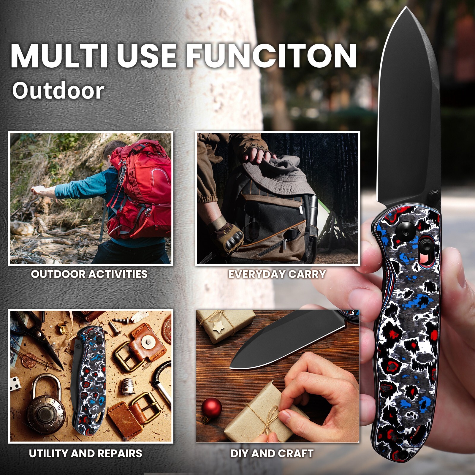 Kizer Drop Bear S45VN Blade Clutch Lock Fatcarbon Handle Ki3619A5