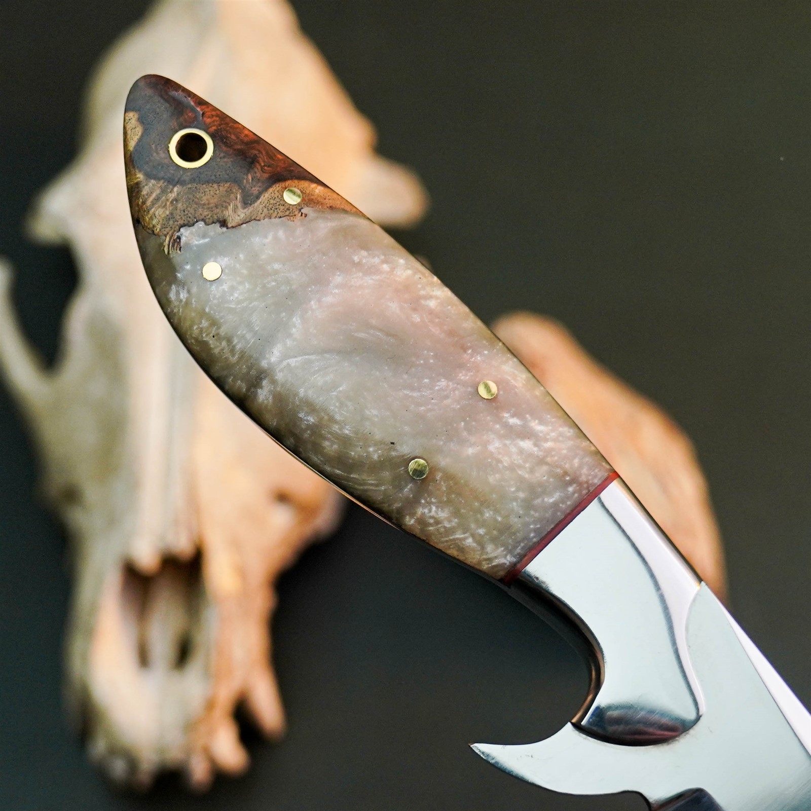 9.0″ Hunting EDC Stainless Knife Handmade Full Tang Resin Handle + Sheath
