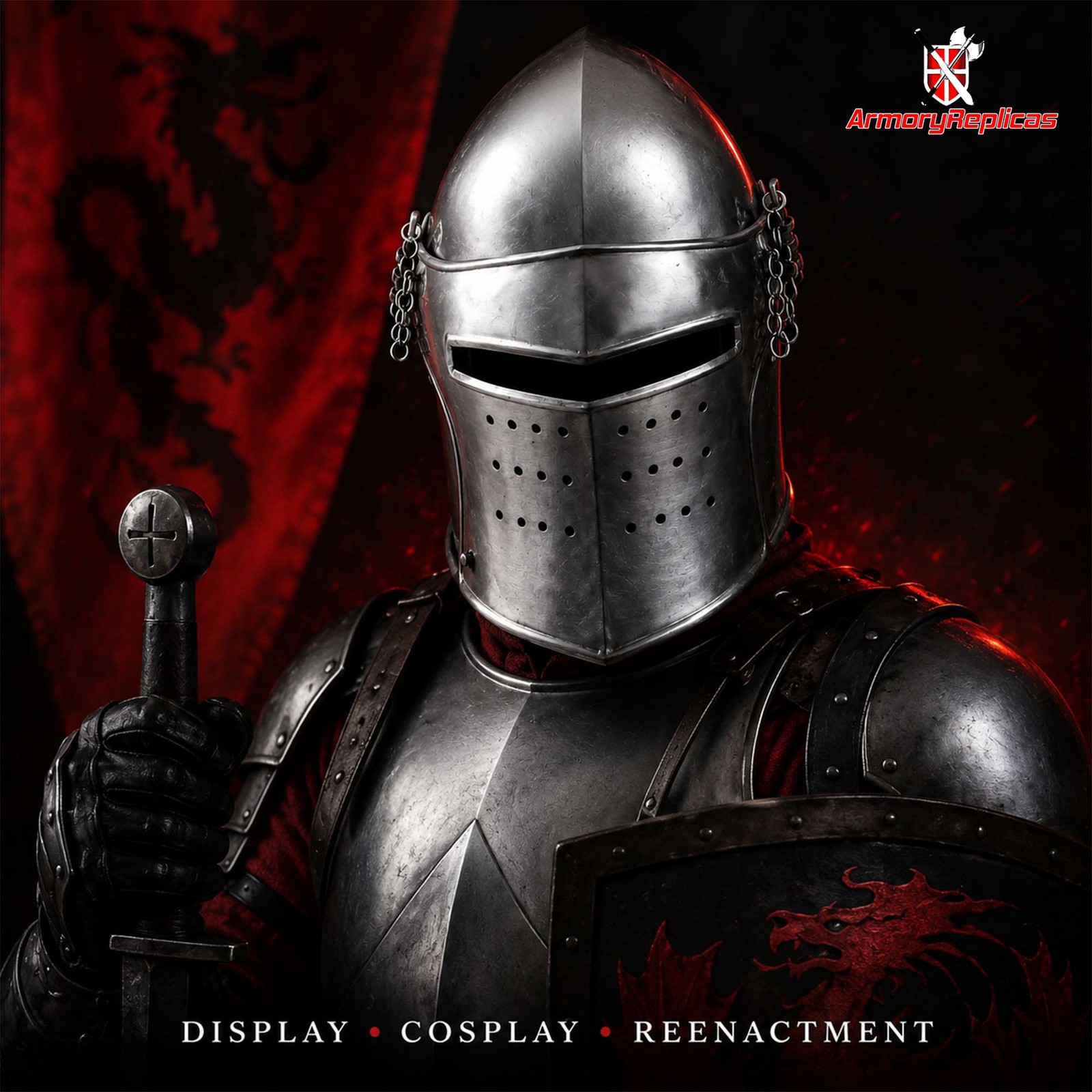 MEDIEVAL RENAISSANCE DETACHABLE VISOR BARBUTE 18 GUAGE FUNCTIONAL HELMET ARMOR