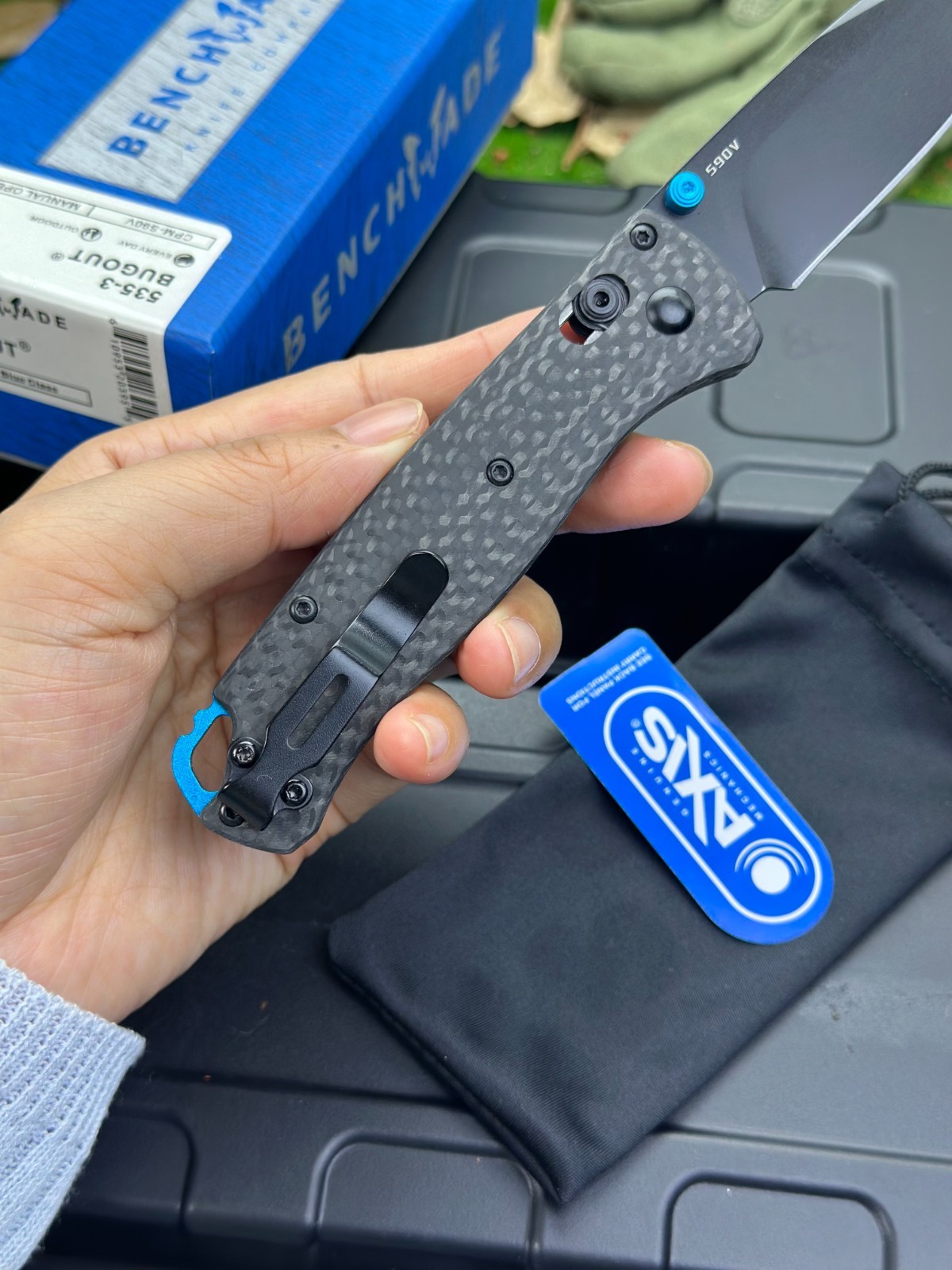 Benchmade Bugout 535-3 S90V Black Blade Carbon Fiber AXIS Knife New