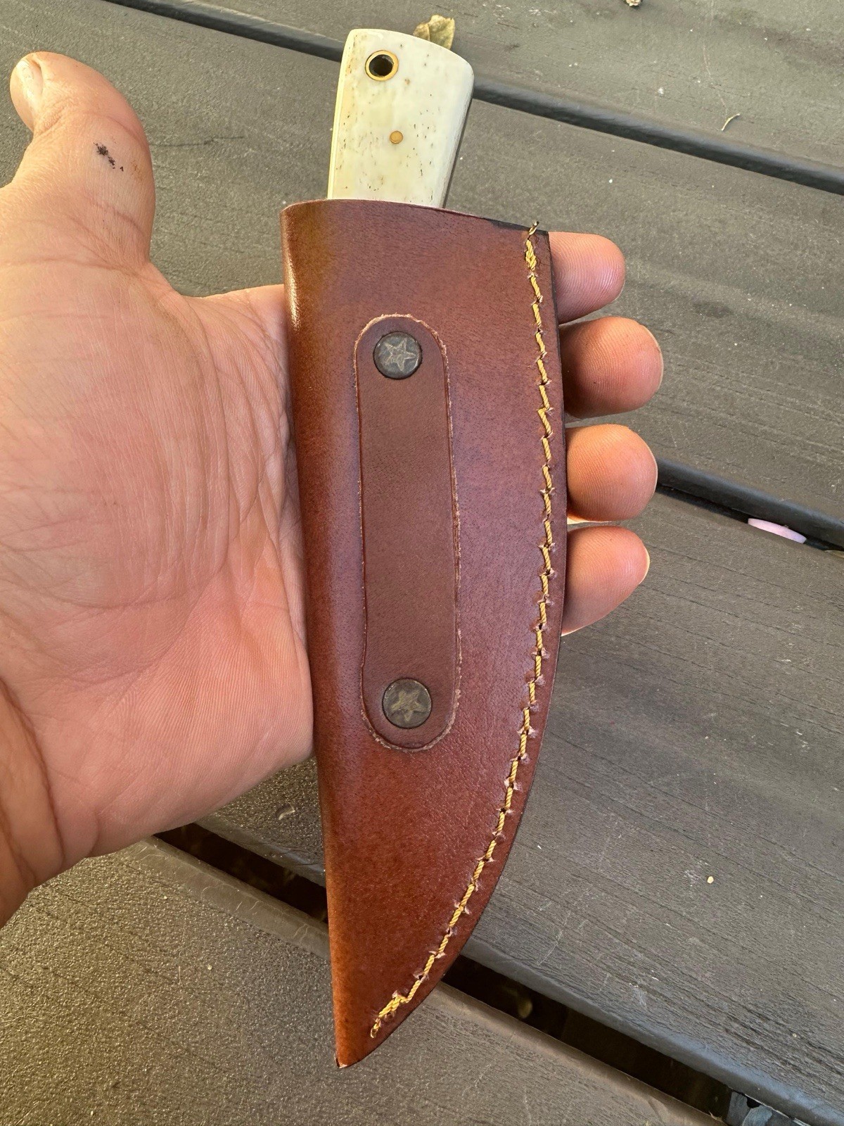 Custom Handmade Damascus Steel Hunting Knife Skinner – Camel Bone Handle