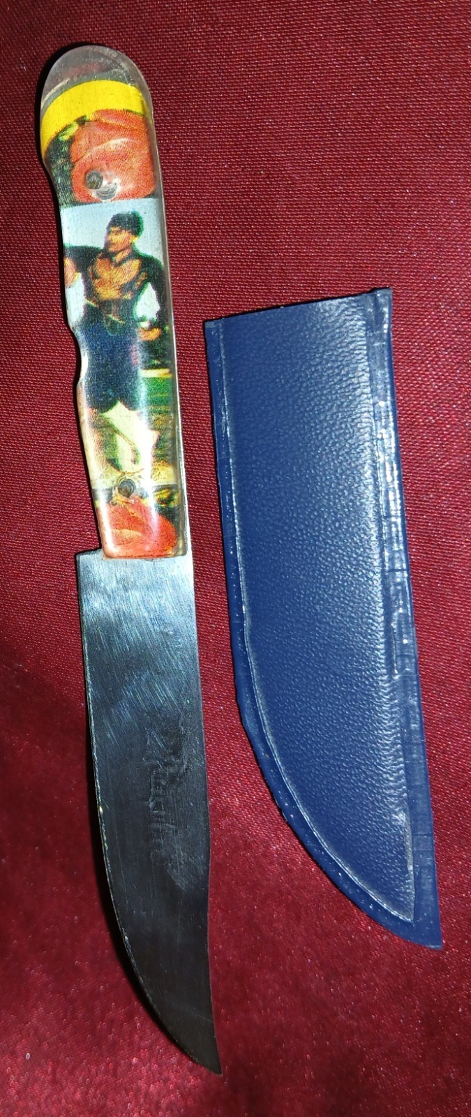 Vintage 1960s Knife Greek Knossos Crete Greece with Sheath Design Handle 5″ EUC
