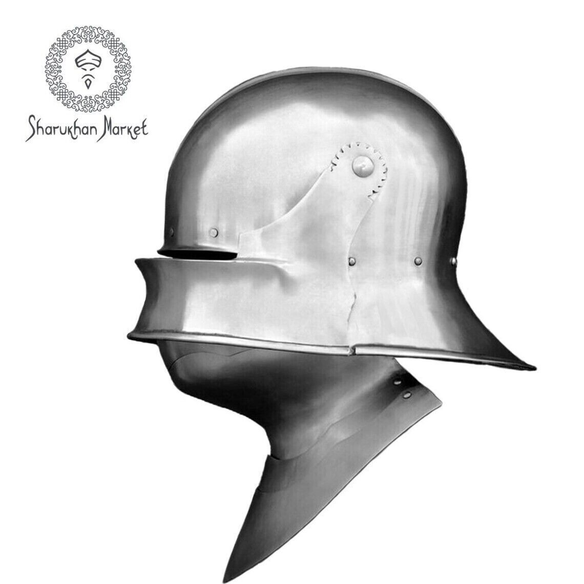 German Sallet Bevor Helmet Medieval Gothic Sca 15 Century Larp Knight Armor