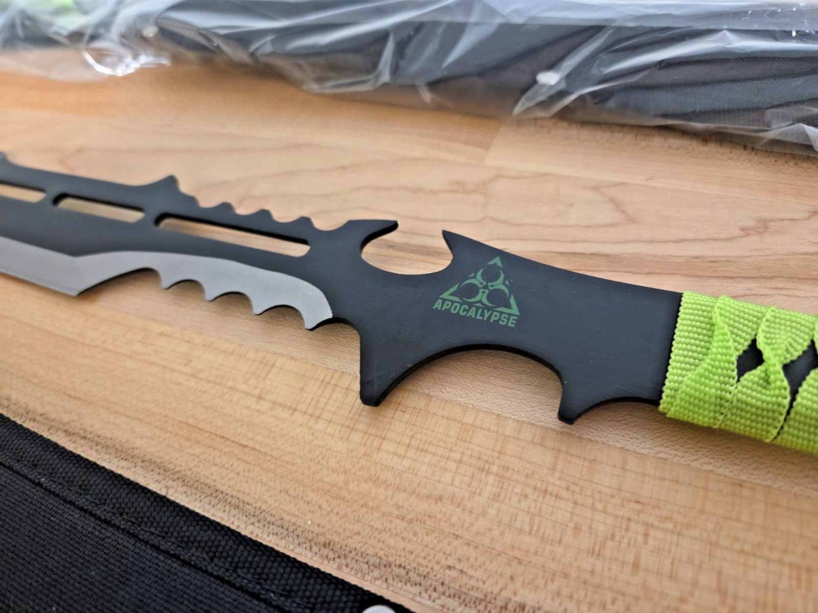 Lot Of Two 28 Inch Zombie Neon Green Swords 18 inches GREAT For Display
