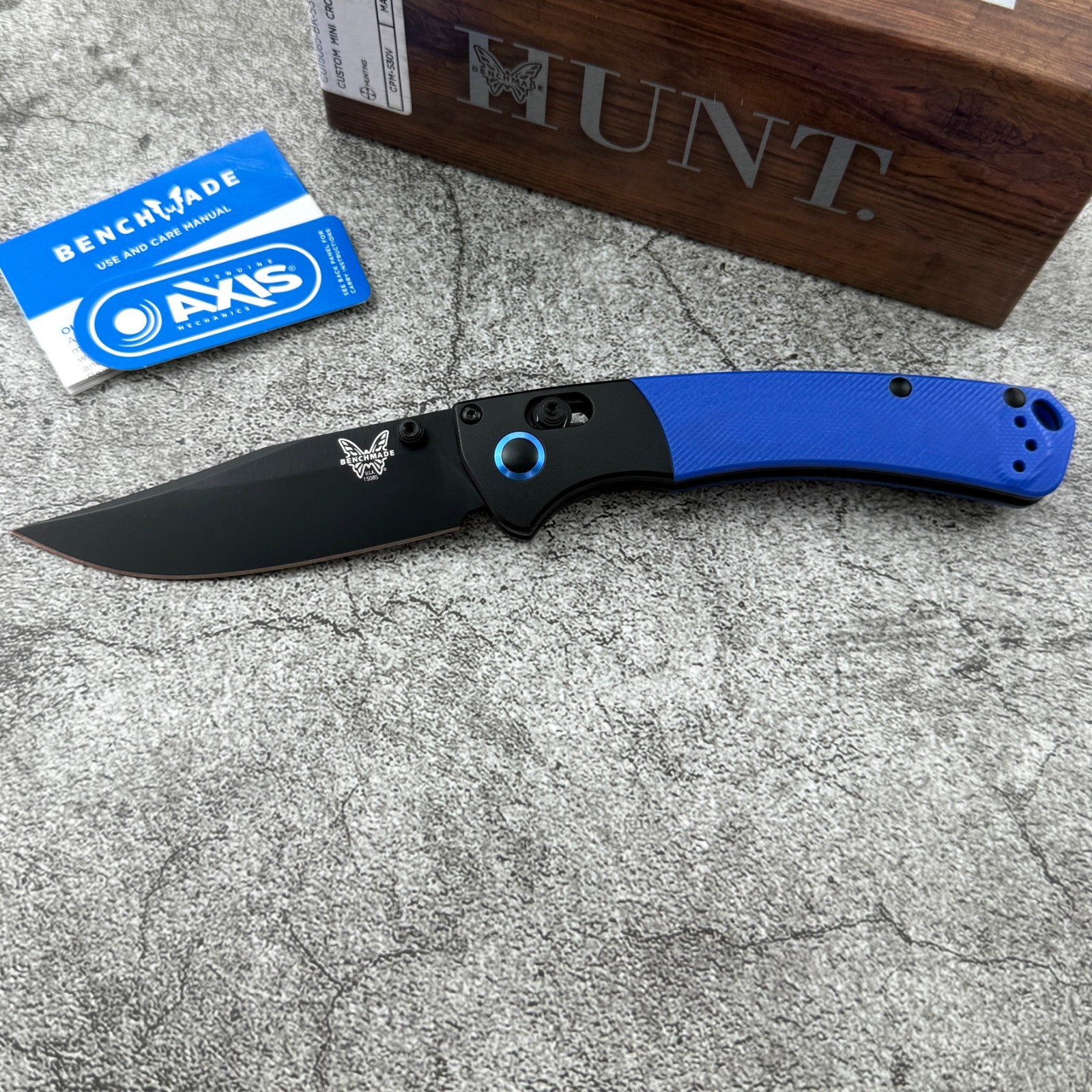 Benchmade 15085-BK Crooked River Black Aluminum G10 Clip-Point Folding Knife