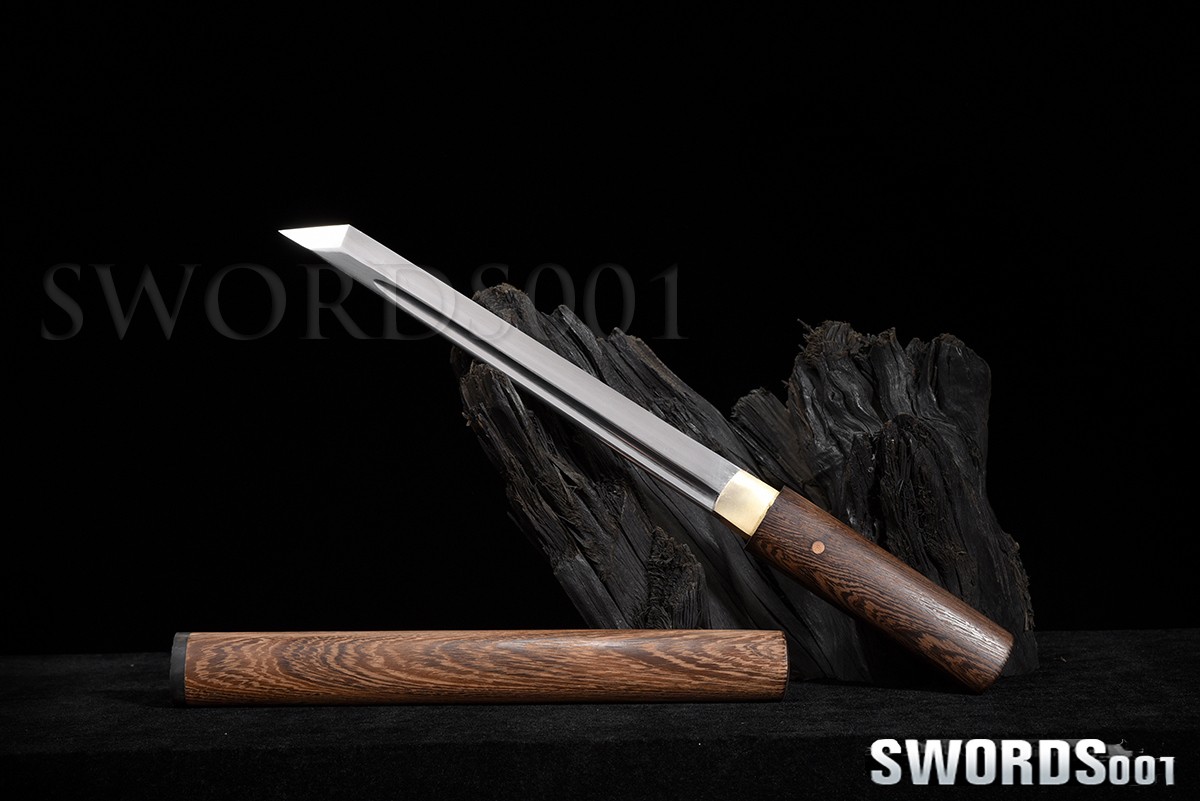 Japanese Samurai Sword Tanto Manganese Steel Self Defense Knife Rosewood Handle
