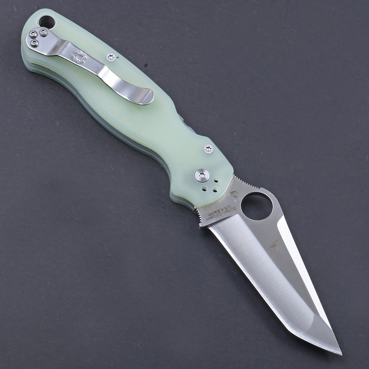 Jade Transparent G10 Tanto Carbon Stainless Steel Lock Back Pocket Folding Knife