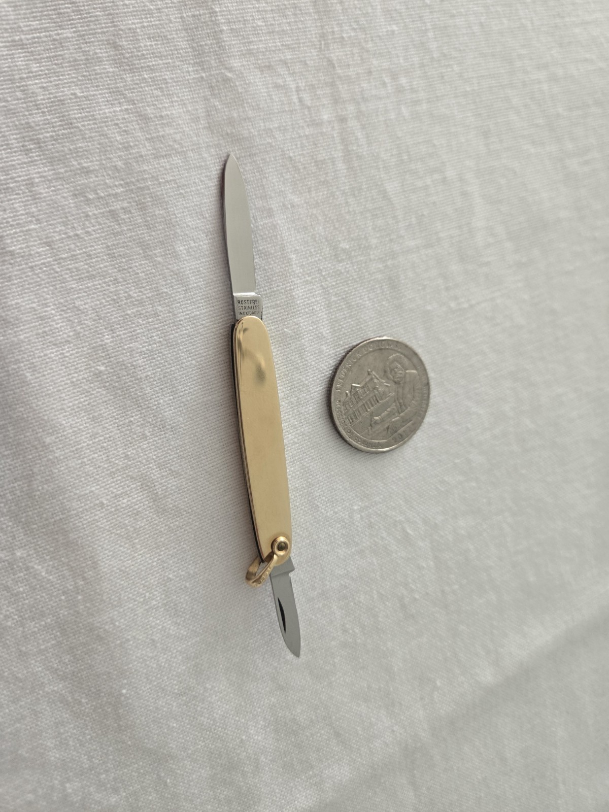 Vintage 12K Yellow Gold Folding Pocket Knife Two Blade. Made In Germany