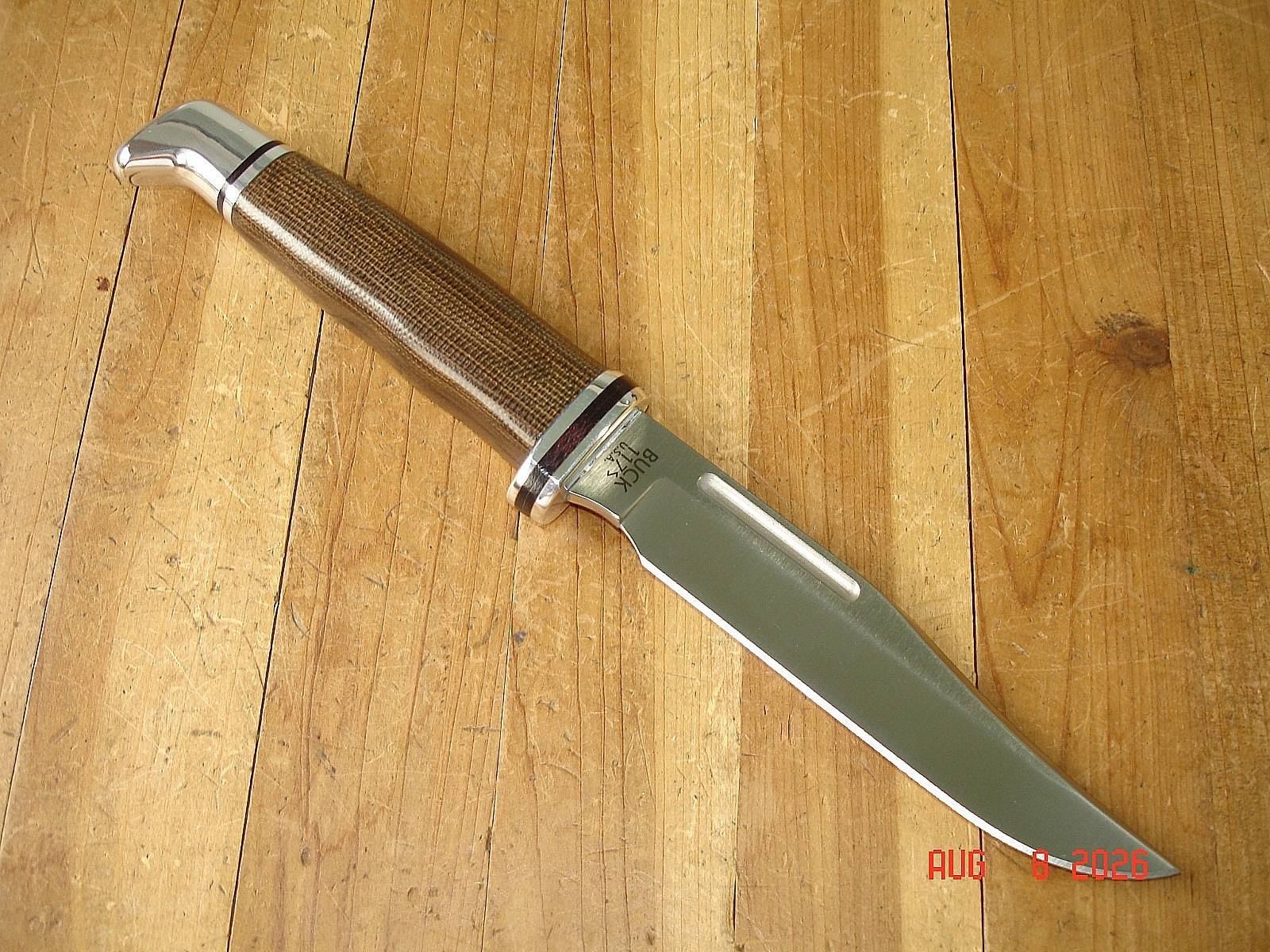 NIB FB BUCK KNIFE 117 BRAHMA BOS MAGNACUT BLADE 102 SIZE MICARTA HANDLE SHEATH