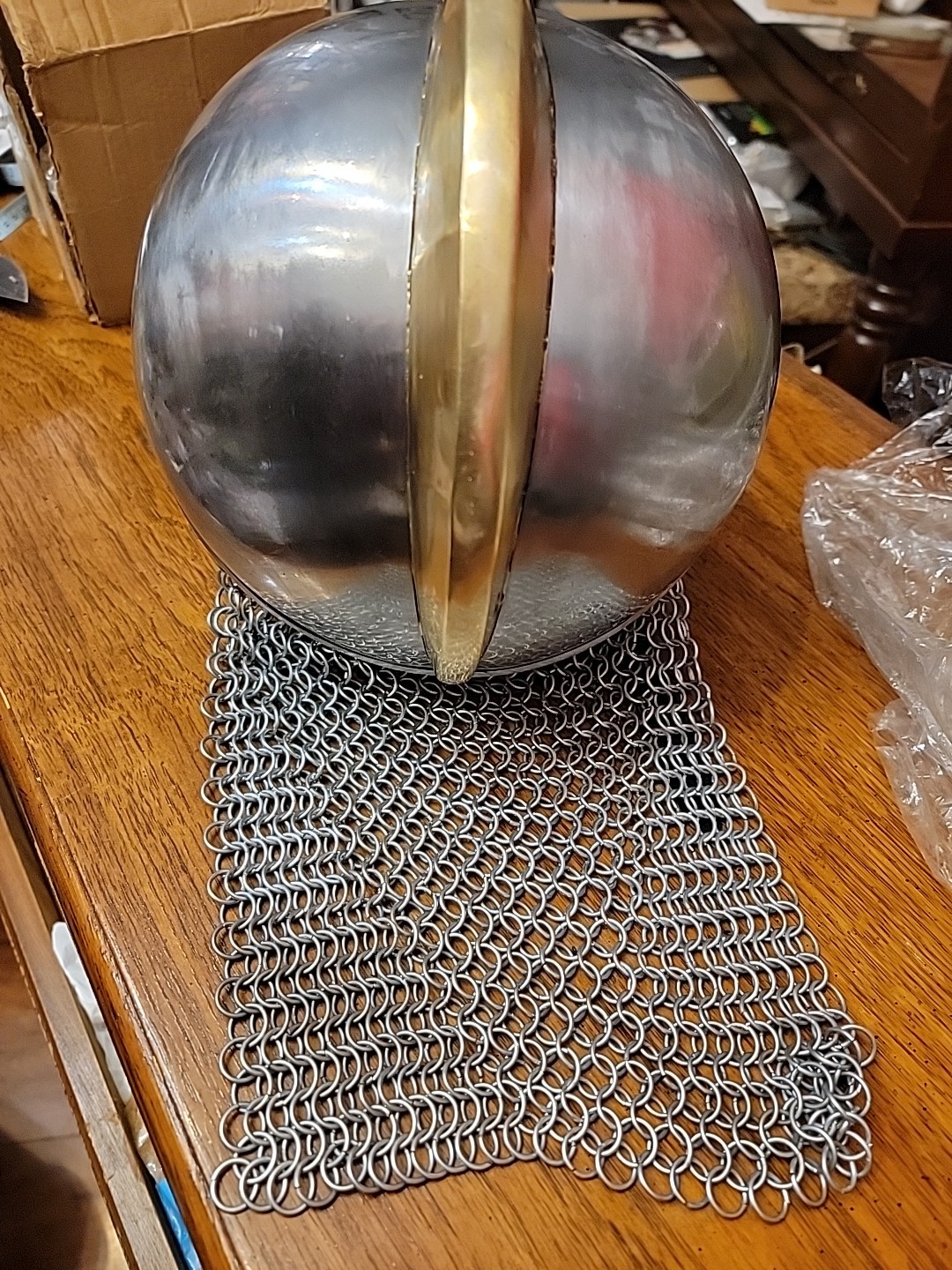 Medieval Viking Helmet with Chainmail – Crusader Helmet Warrior Armor 18g ar