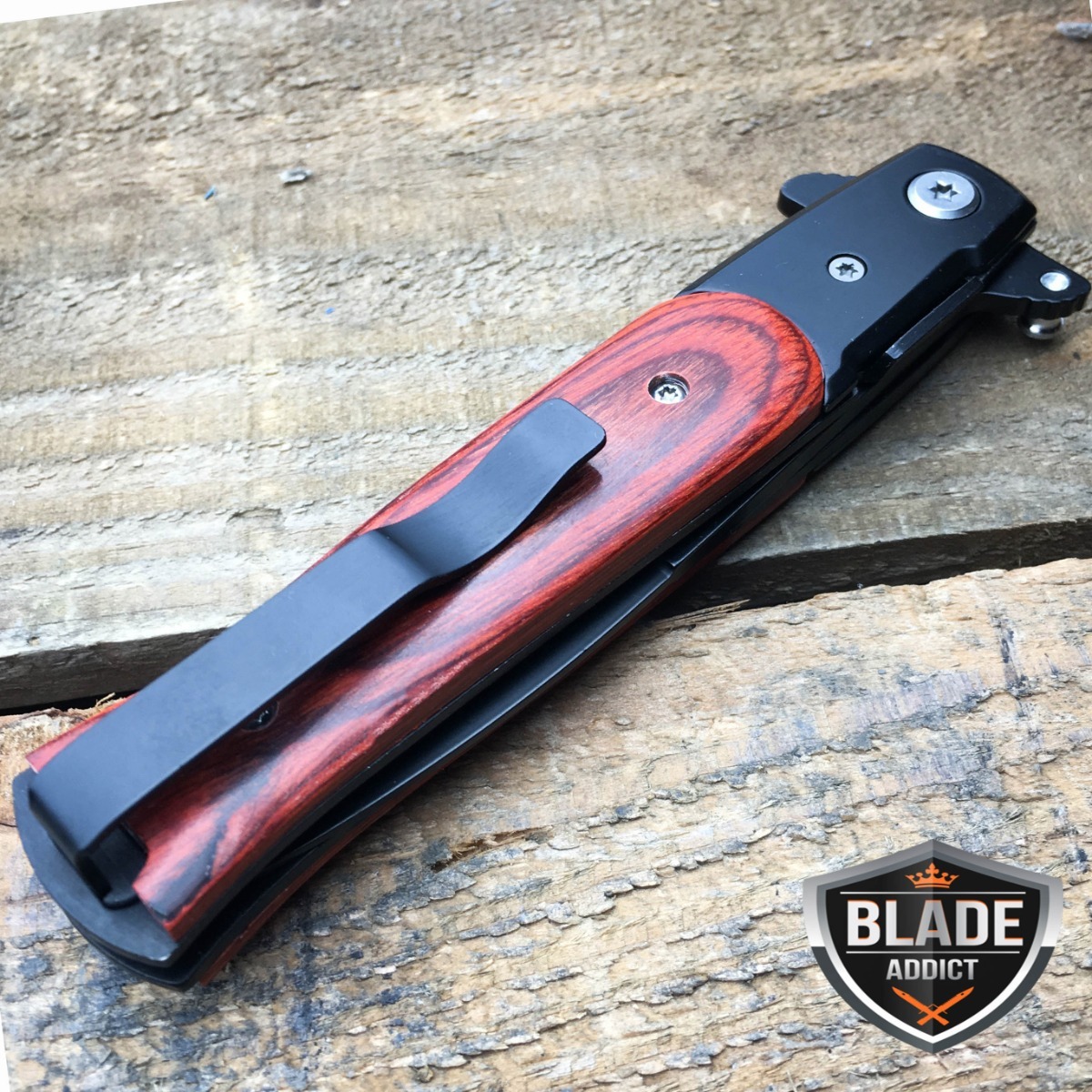 8.5″ Italian Milano Stiletto Tactical Spring Open Assisted Folding Pocket Knife
