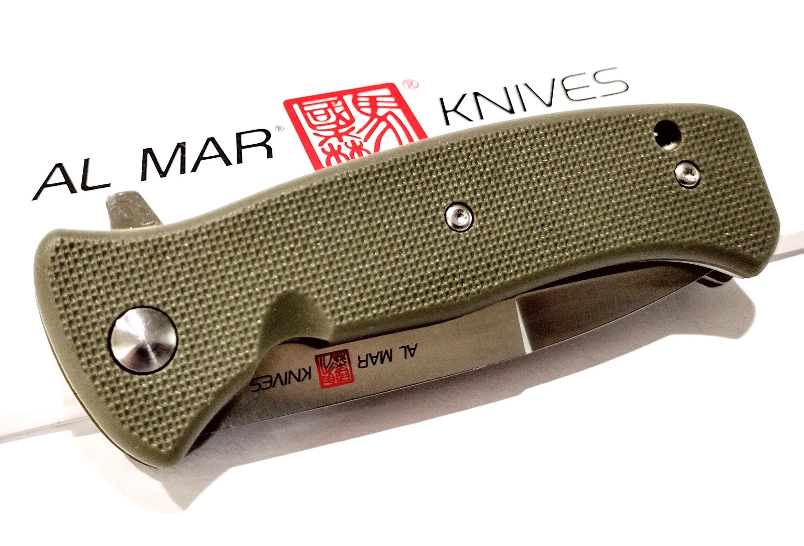 AL MAR 2020 Military OD Green Serrated Spring Open Assisted Combat Pocket Knife
