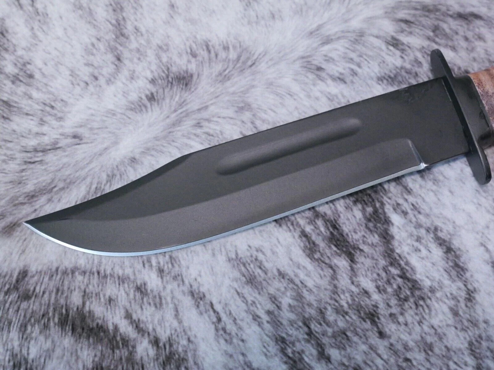 12″ Kbar Style Survival Combat Knife Military Marines Black Blade Leather Handle