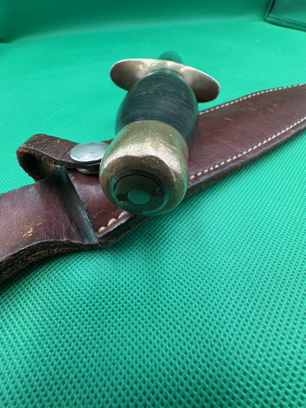 Vintage Italy Stiletto Double Edged Spear Point Fighting Knife With Sheath
