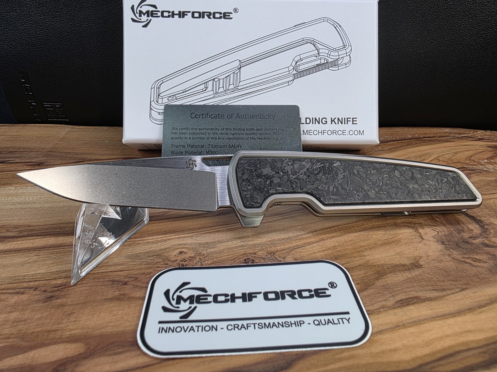 Mechforce Knives M1 Titanium/CF Handle & Bohler M390 Blade Folding Knife #41 NIB