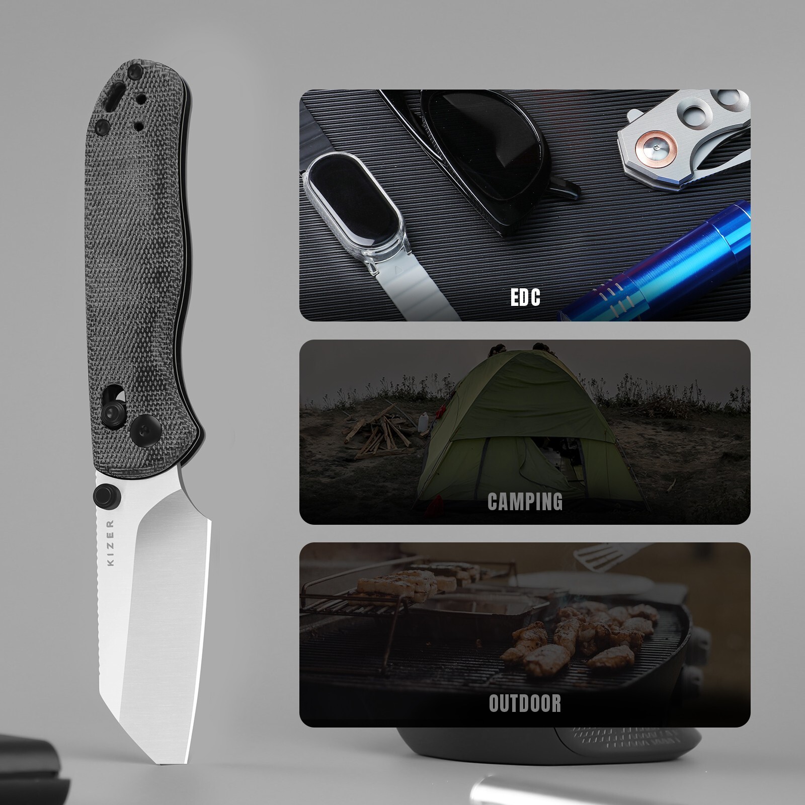 Kizer Drop Bear 2 Folding Pocket Knife Nitro-V Blade Micarta Handle V3619.2KS1
