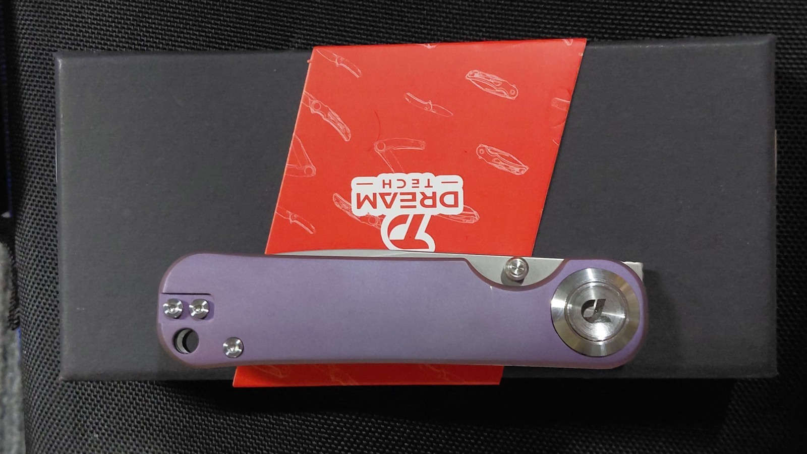 Dream Tech Knives #D4245/Purple Titanium Handle Button Lock VG 10 Blade.