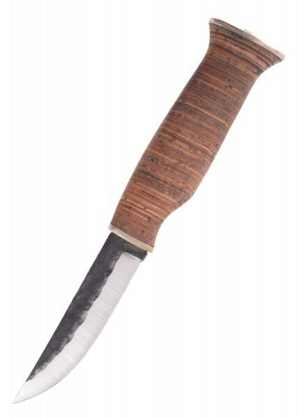 Wood Jewel Fixed Knife 3.63″ Carbon Steel Blade Stacked Birch Bark Handle Sheath
