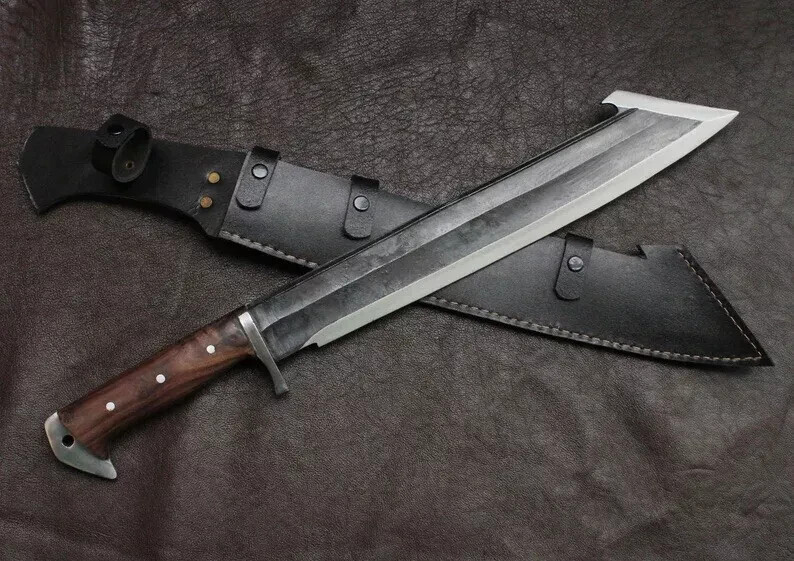 Custom Handmade Carbon Steel Blade Tactical Machete Sword| Hunting Sword Camping