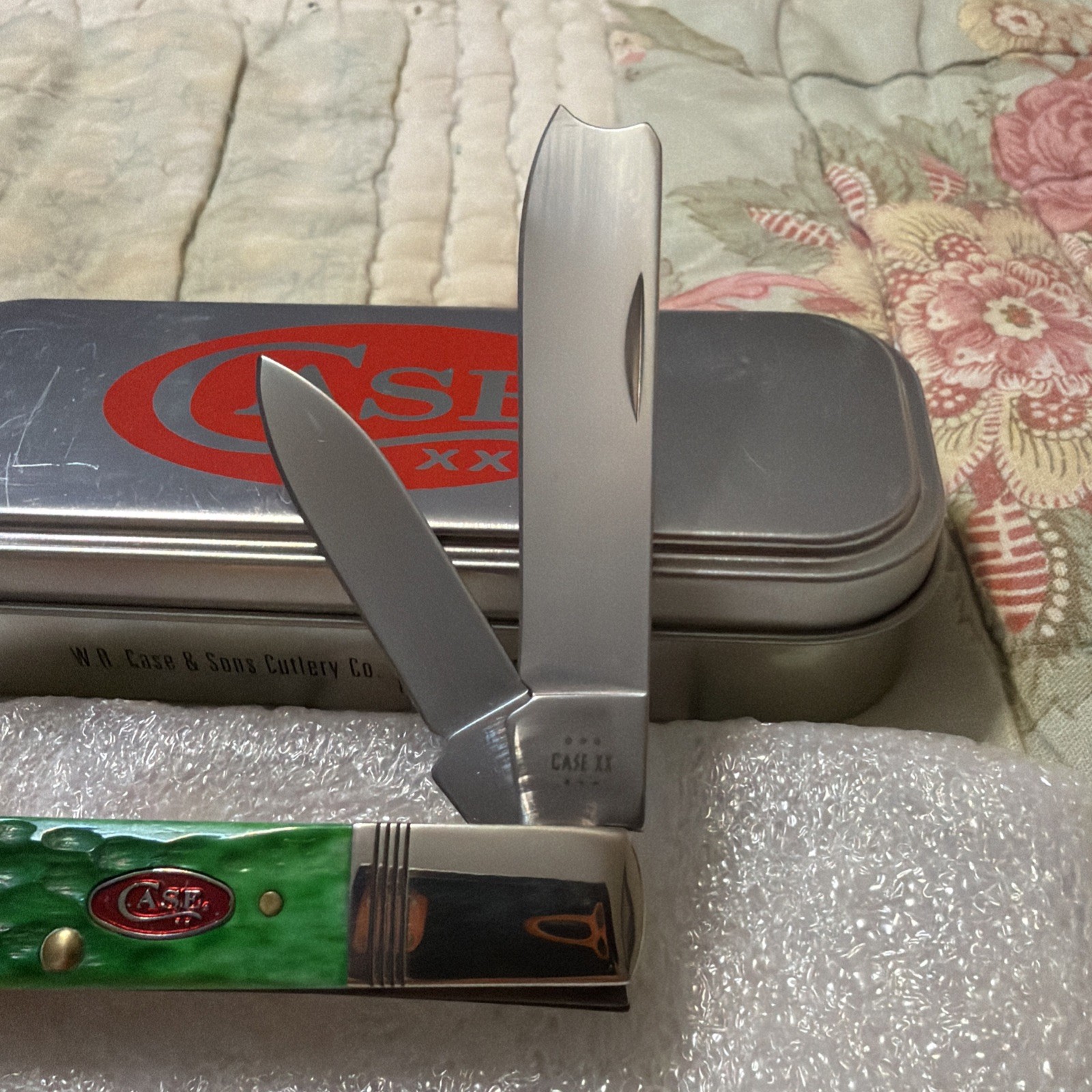 🔥🔥2024 Case XX Magicians Razor Green & Red Bone In Tin Opened 10933