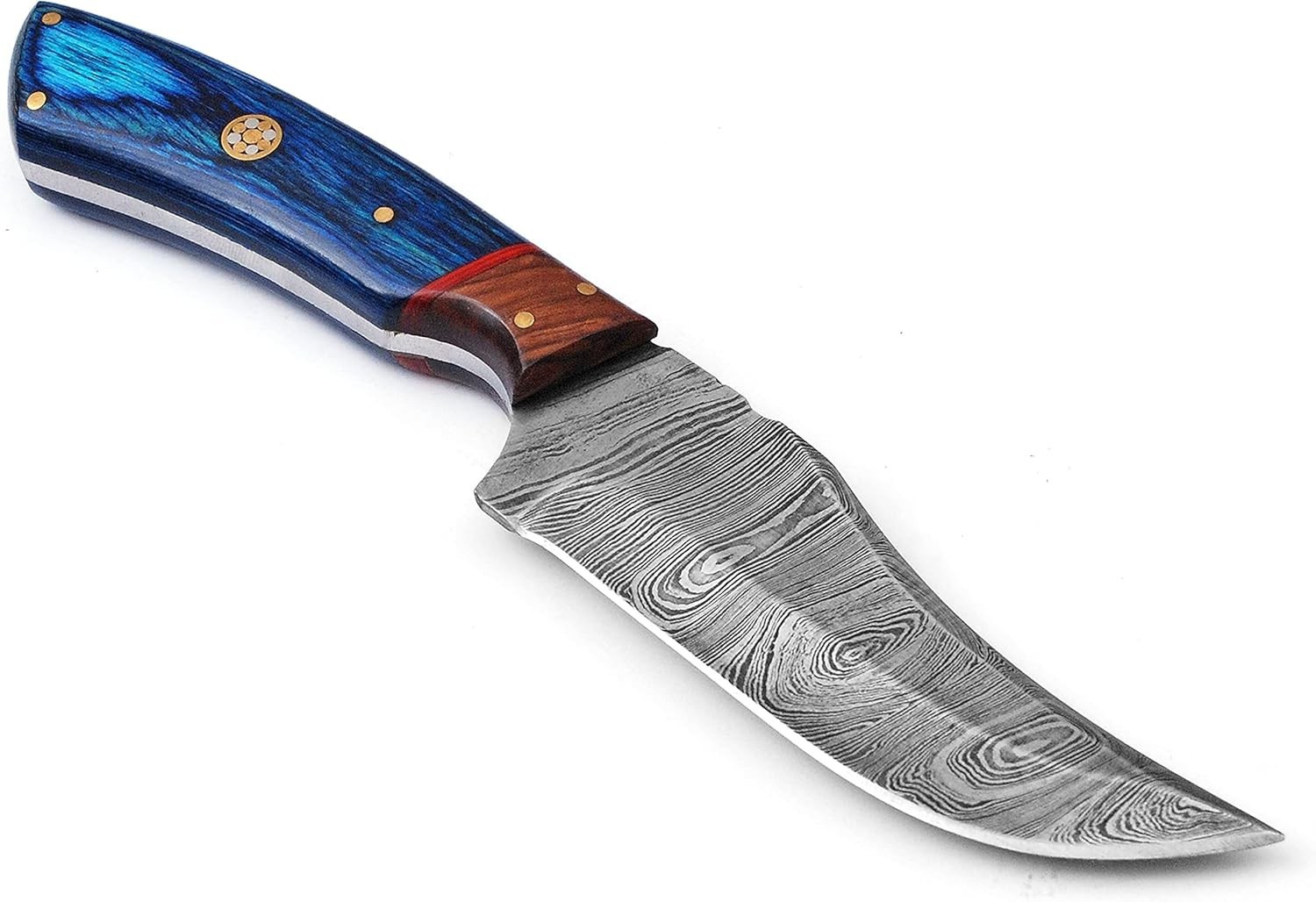 Handmade Damascus Steel Hunting Knife 9” – Full Tang Skinner w/ Leather Sheath