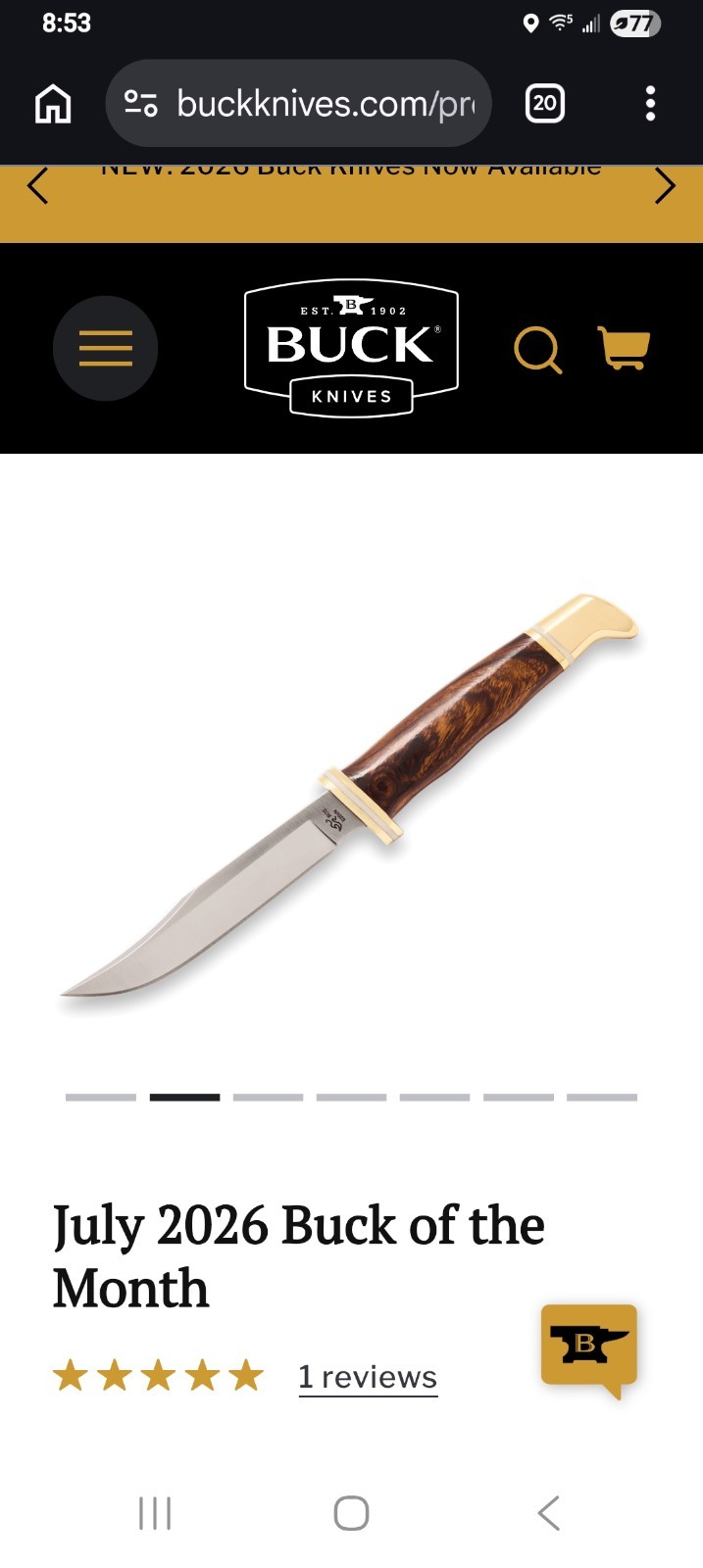 Buck BOTM JULY 2026 102 Knife S35VN BLADE IRONWOOD, BRASS