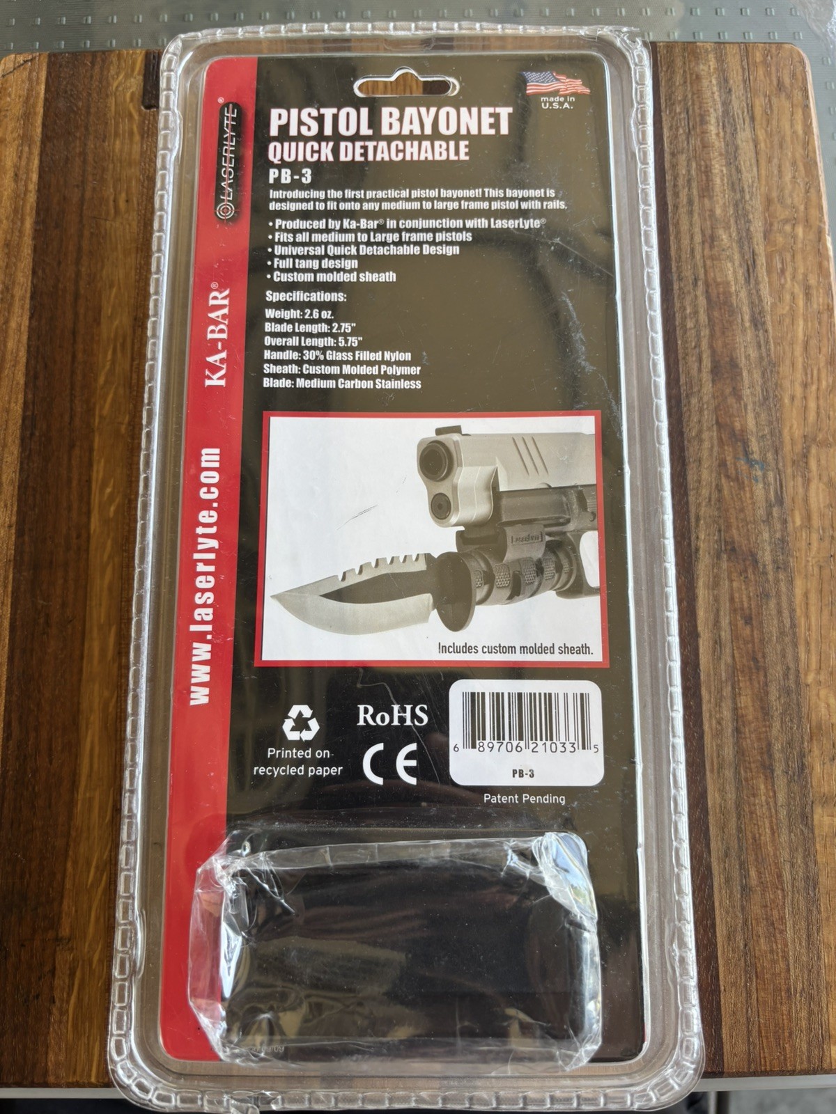 KA-BAR Kabar LaserLyte Glock Pistol Knife Bayonet – seen in John Wick Ballerina